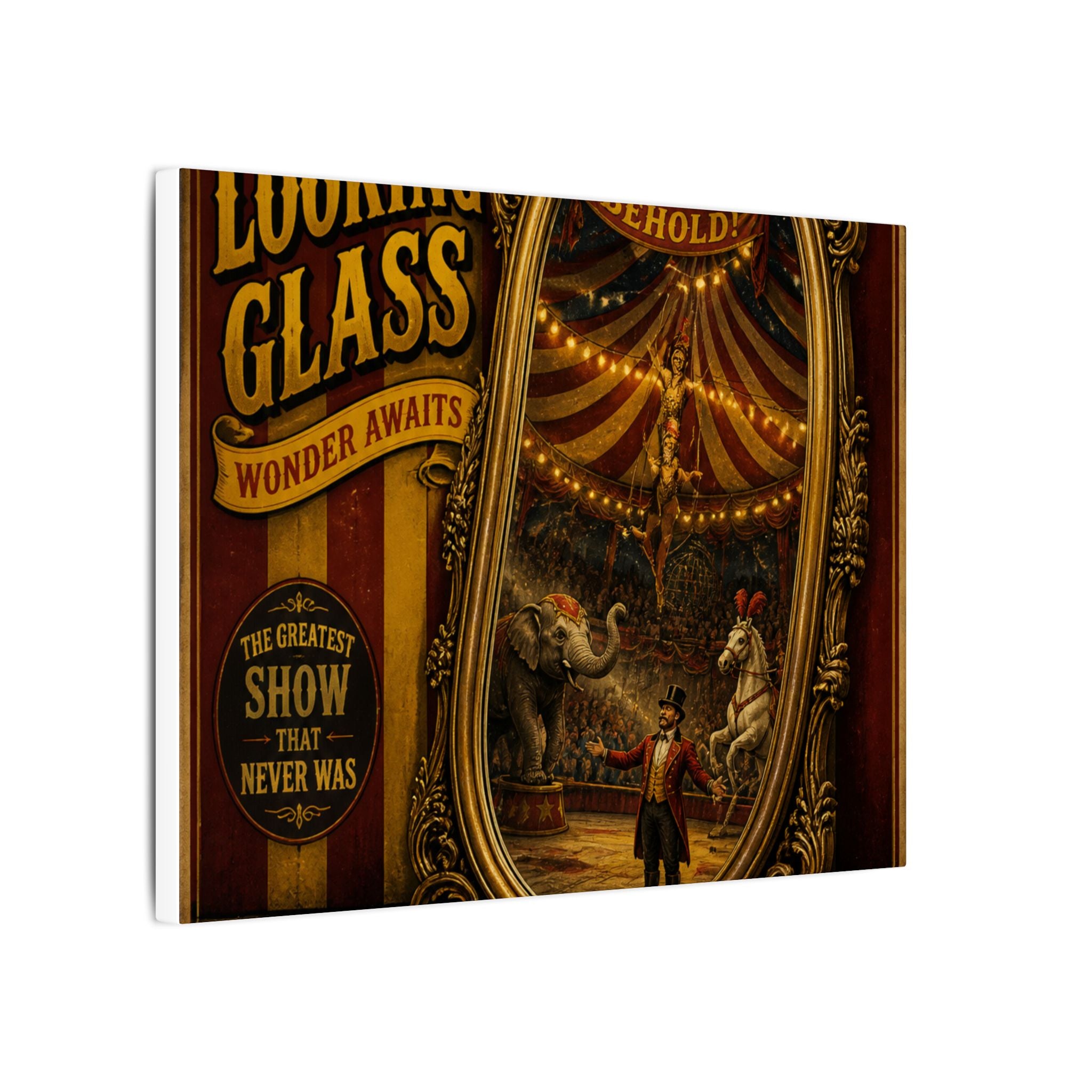 Vintage Mirror Circus Wall Art Canvas 16×20 Vintage Circus Kitchen Decor Maximalist Print