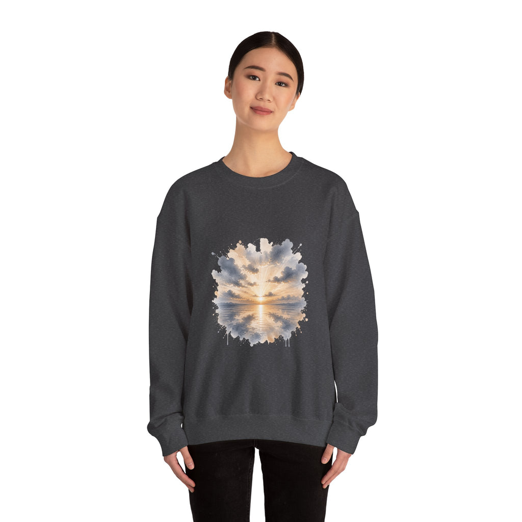 Matching Couple Sweatshirt - Sunrise & Sunset Matching Couple Premium Fleece Sweatshirt Watercolor Art His Hers Birthday Gift - Design A
