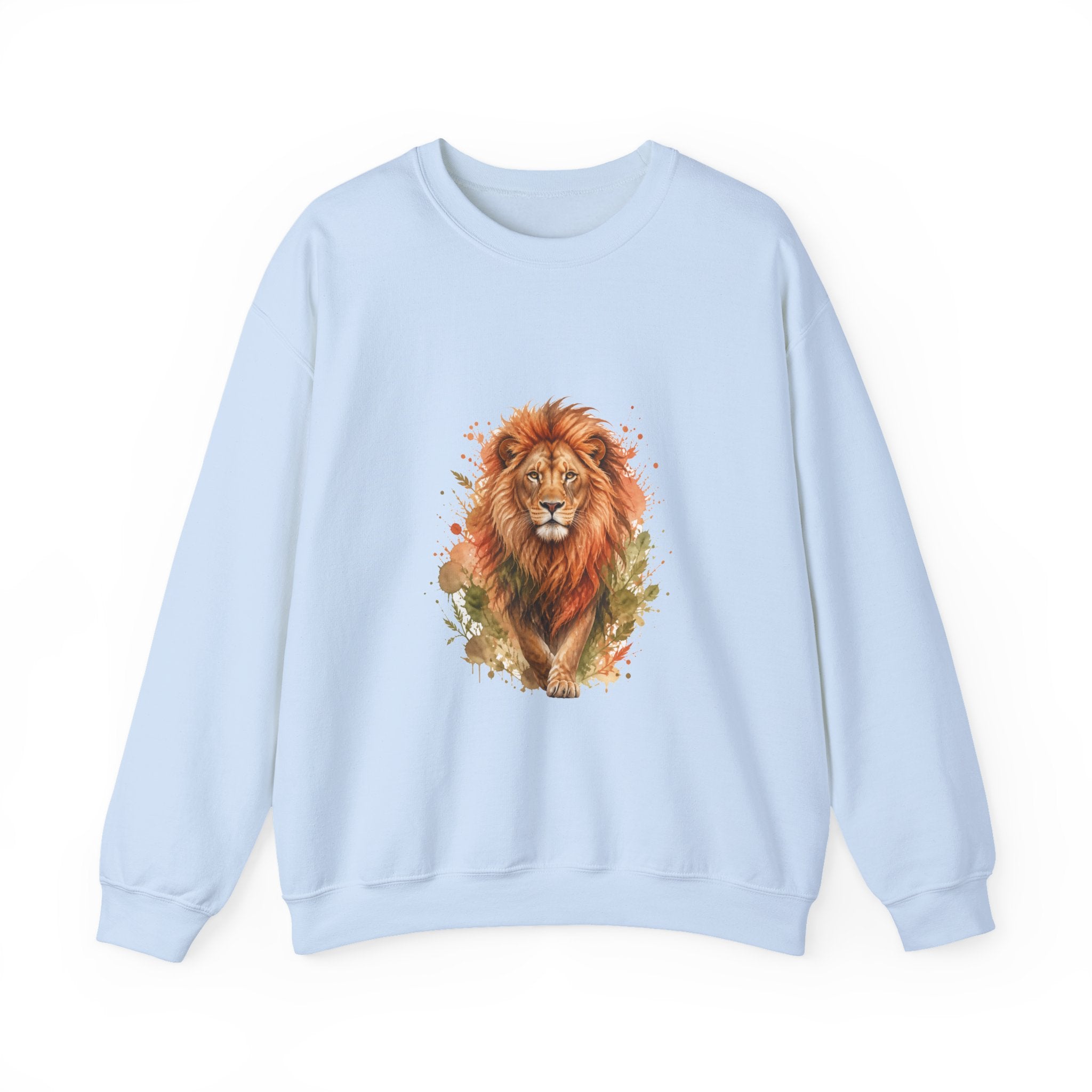 Matching Couple Sweatshirt - Lion & Lamb Matching Couple Comfort Colors Crew Watercolor Art His Hers Birthday Gift - Design A
