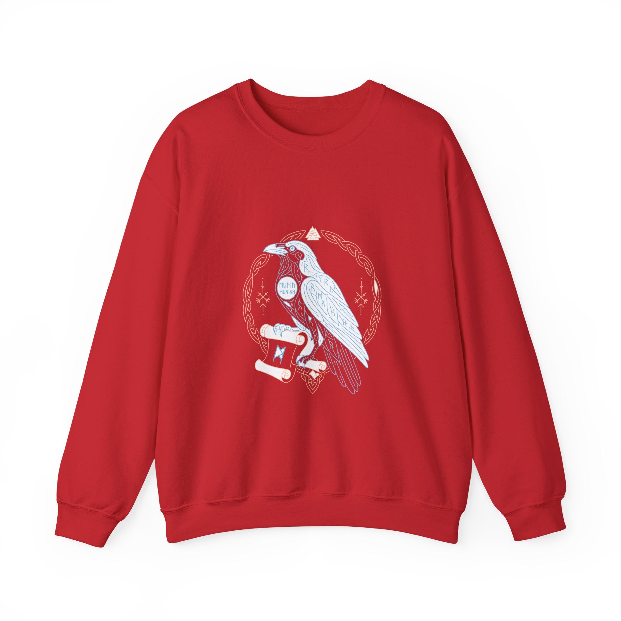 Matching Couple Sweatshirt - Huginn & Muninn Matching Couple Crewneck Sweatshirt Minimalist Art His Hers Valentine Gift - Design B