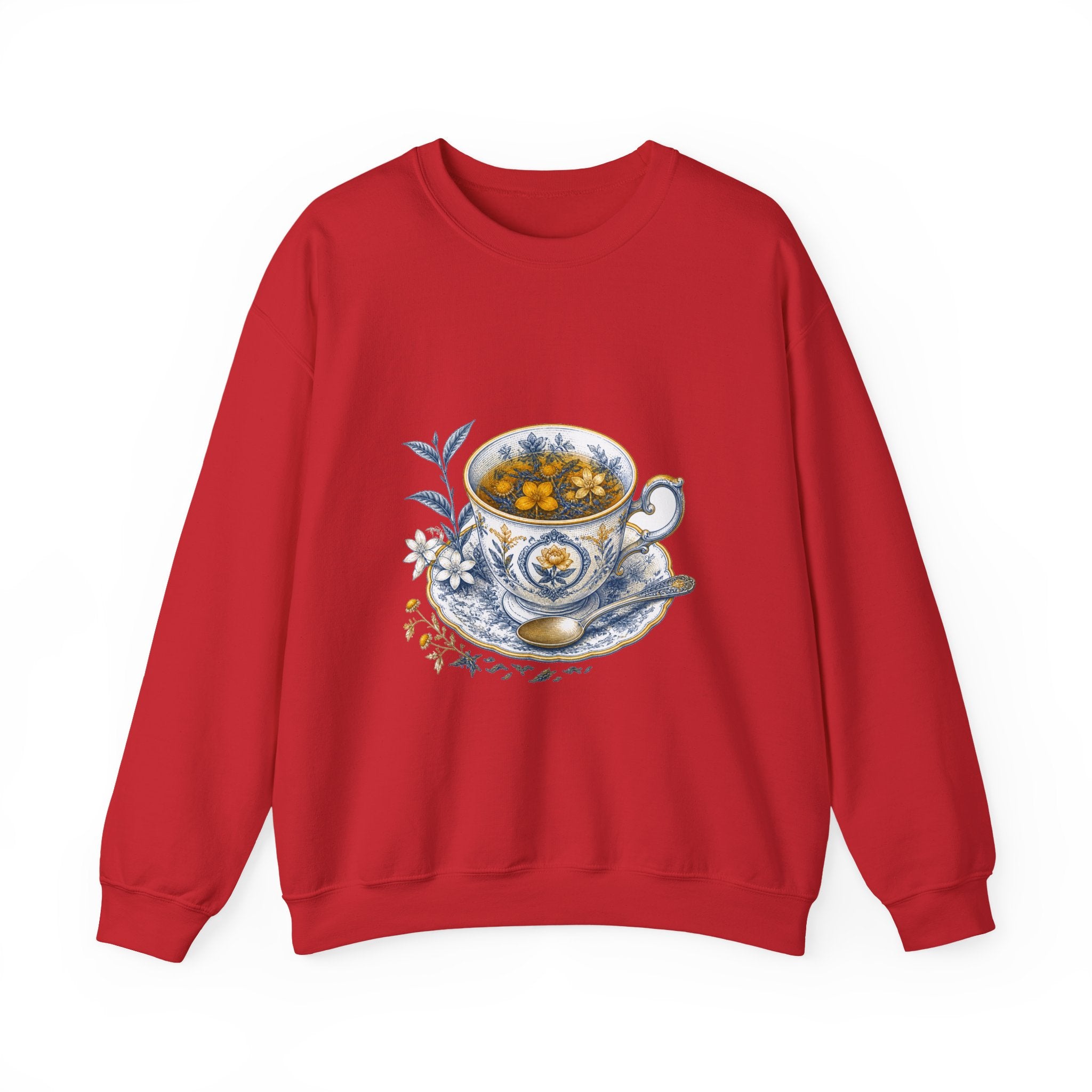 Matching Couple Sweatshirt - Coffee & Tea Matching Couple Crewneck Sweatshirt Vintage Art His Hers Wedding Gift - Design B