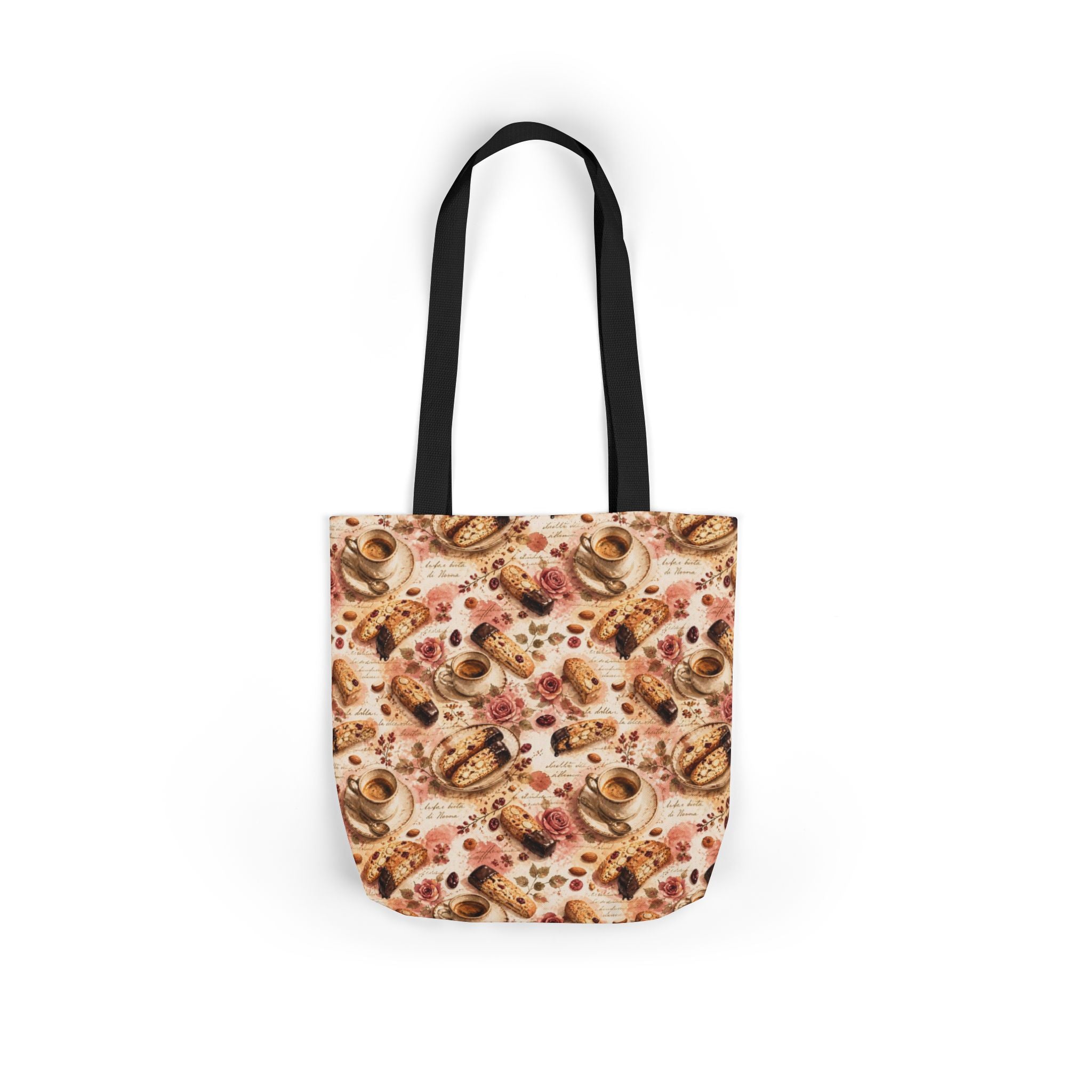 Almond Biscotti Canvas Tote Bag Mediterranean Kitchen Watercolor Splash Design Italian Cottagecore Gift
