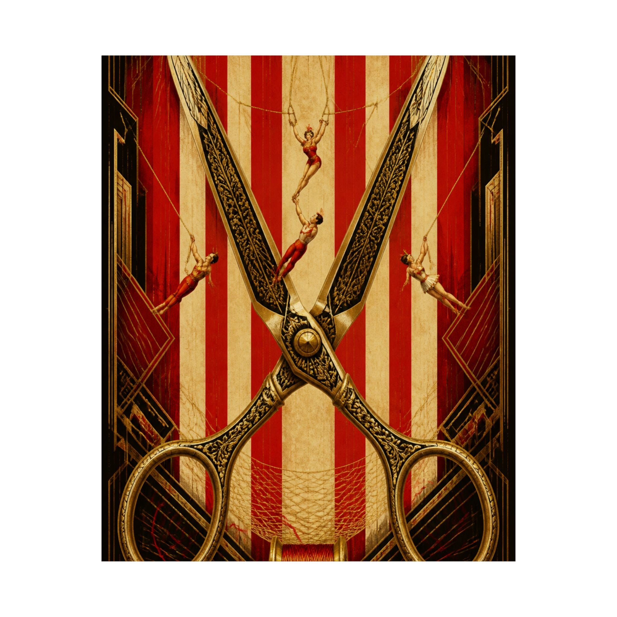 Giant Scissors Trapeze Wall Art Poster 18×24 Art Deco Entryway Decor Maximalist Print