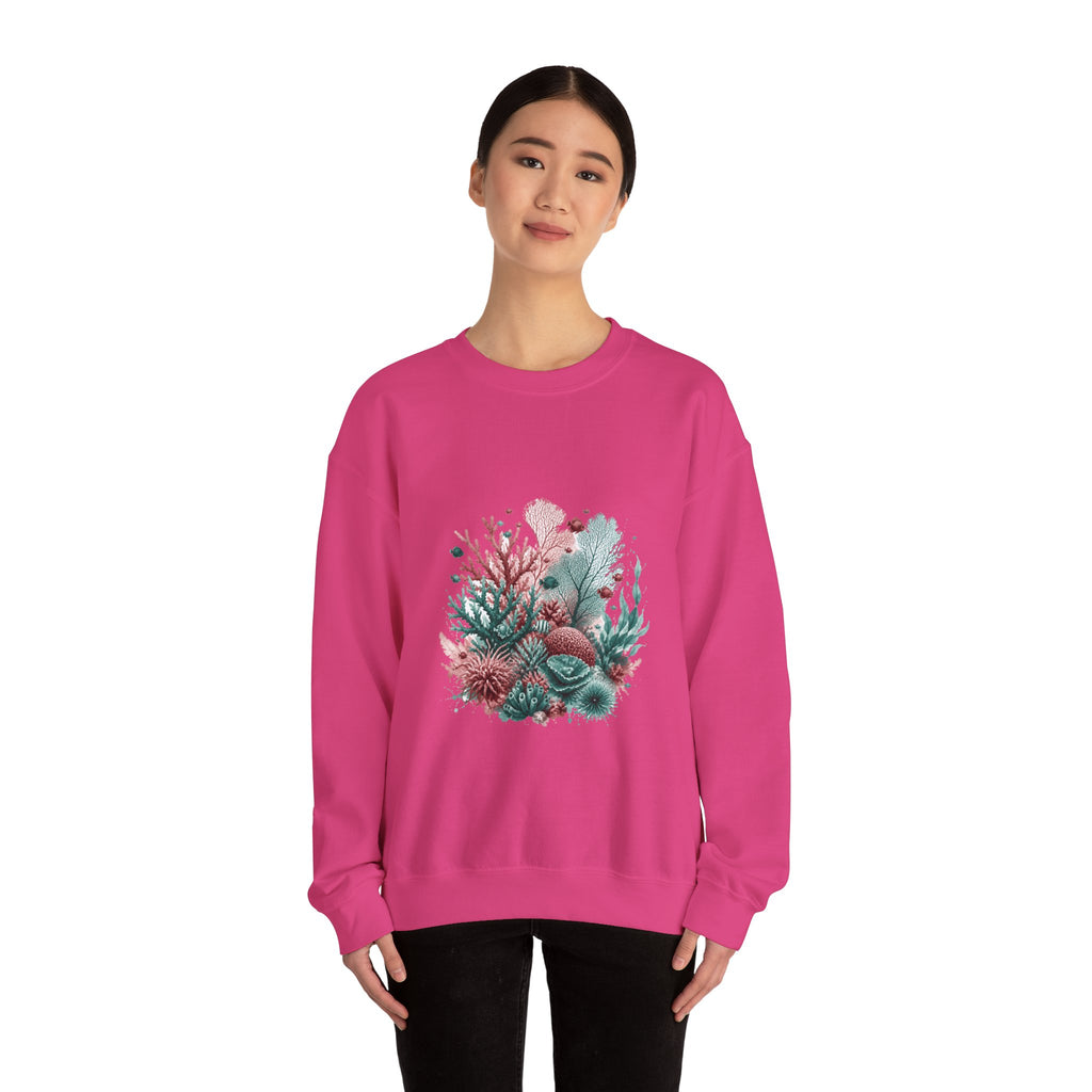 Matching Couple Sweatshirt - Coral Reef & Deep Sea Matching Couple Premium Fleece Sweatshirt Watercolor Art His Hers Birthday Gift - Design A