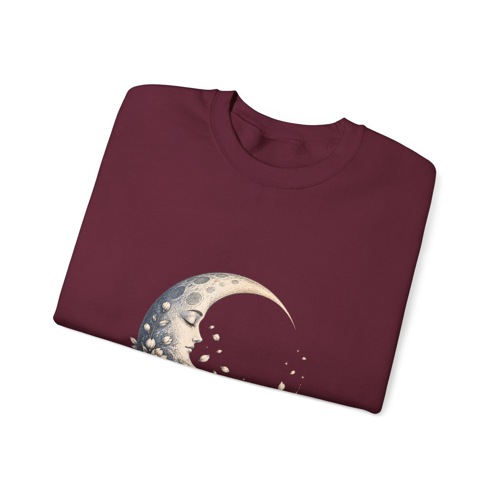 Matching Couple Sweatshirt - Waxing & Waning Moon Matching Couple Premium Fleece Sweatshirt Hand-Drawn Art His Hers Anniversary Gift - Design B