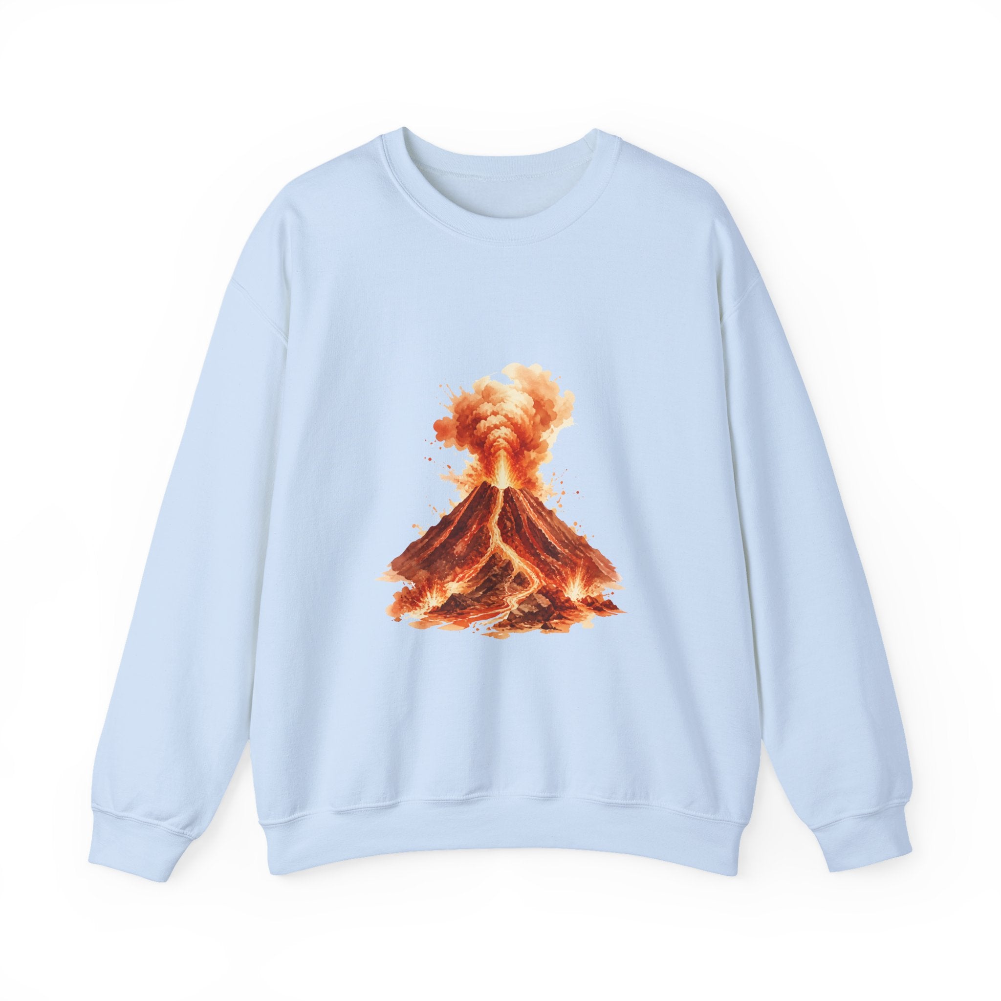 Matching Couple Sweatshirt - Volcano & Glacier Matching Couple Crewneck Sweatshirt Watercolor Art His Hers Engagement Gift - Design A