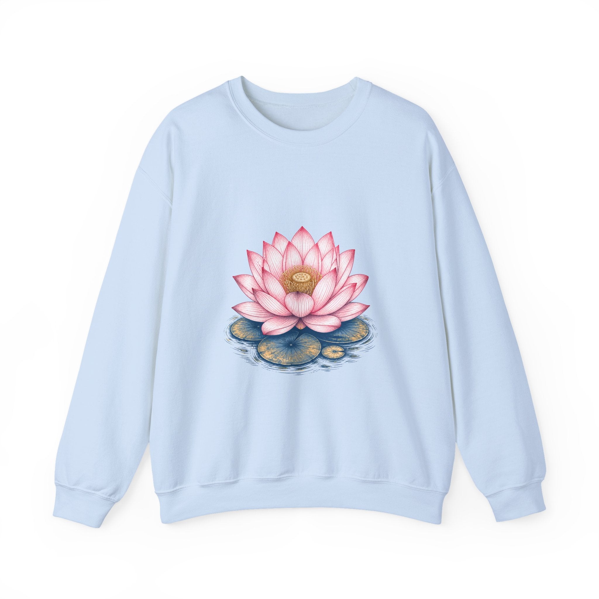 Matching Couple Sweatshirt - Open & Closed Lotus Matching Couple Premium Fleece Sweatshirt Hand-Drawn Art His Hers Anniversary Gift - Design A