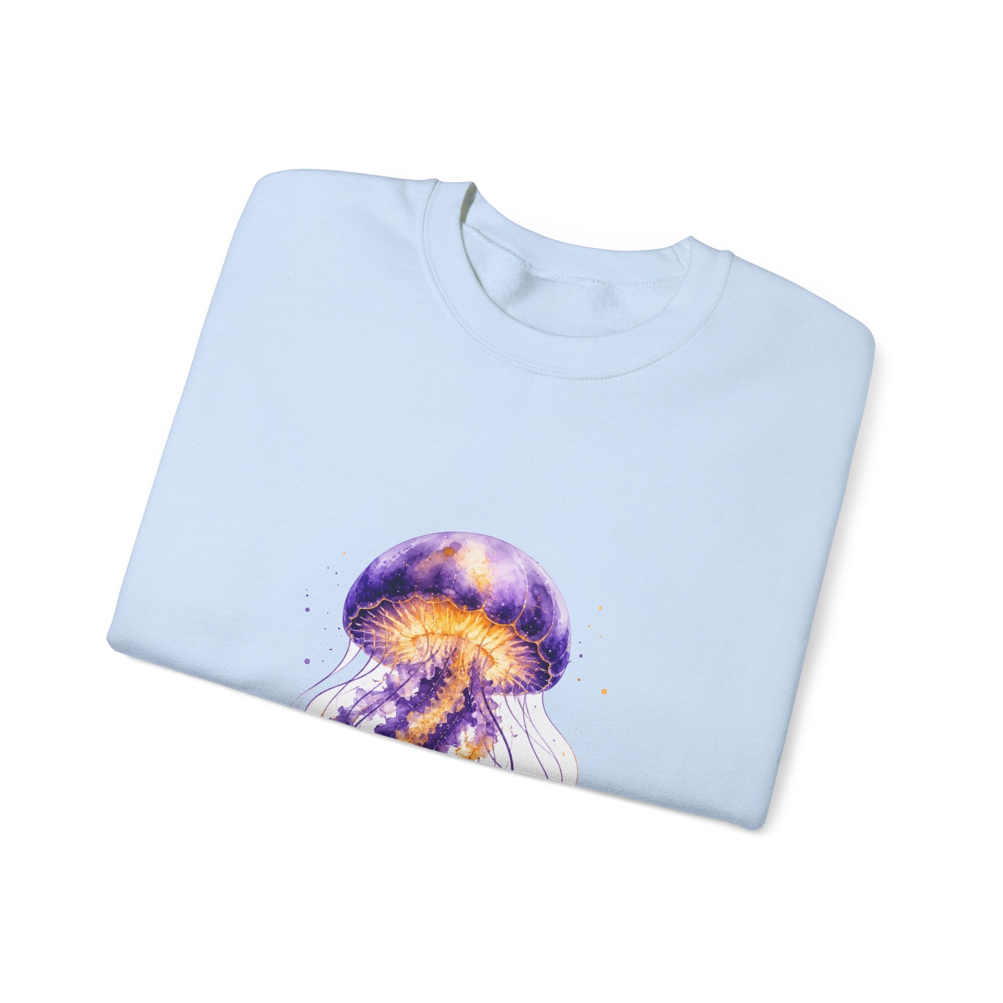 Matching Couple Sweatshirt - Octopus & Jellyfish Matching Couple Comfort Colors Crew Watercolor Art His Hers Birthday Gift - Design B
