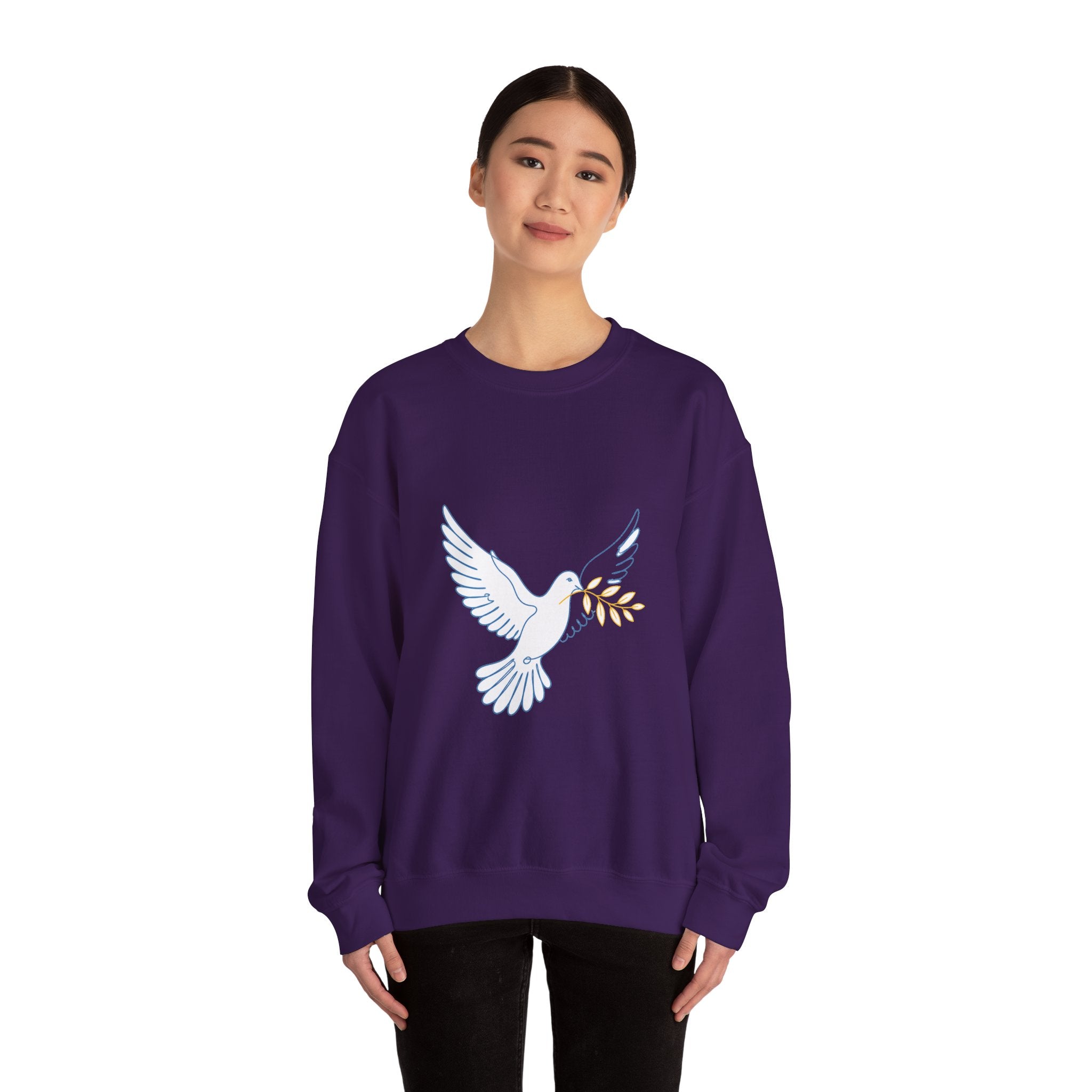 Matching Couple Sweatshirt - Wolf & Dove Matching Couple Crewneck Sweatshirt Minimalist Art His Hers Valentine Gift - Design B