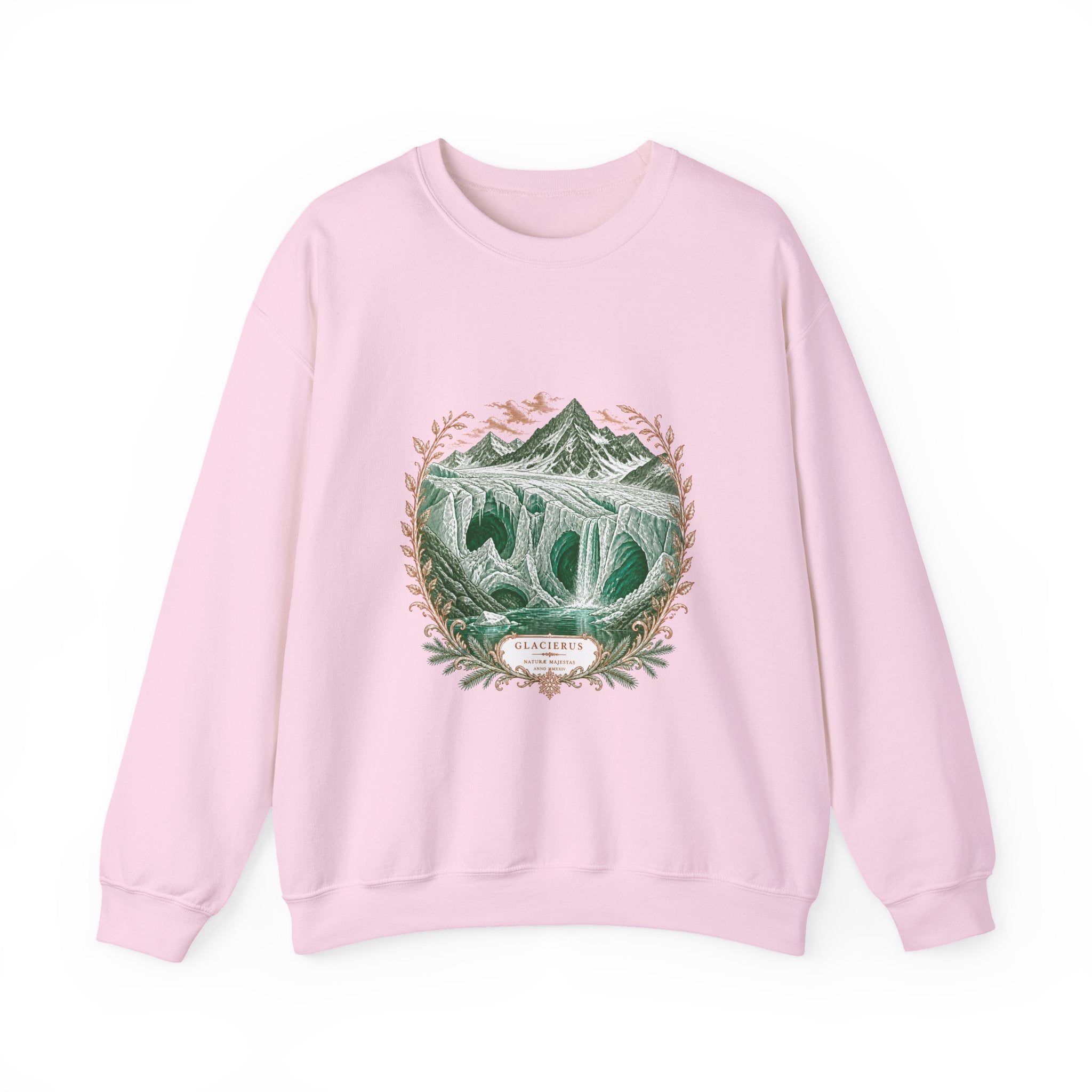 Matching Couple Sweatshirt - Volcano & Glacier Matching Couple Crewneck Sweatshirt Vintage Art His Hers Wedding Gift - Design B