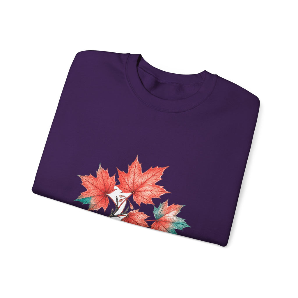 Matching Couple Sweatshirt - Cherry Blossom & Maple Leaf Matching Couple Premium Fleece Sweatshirt Hand-Drawn Art His Hers Anniversary Gift - Design B