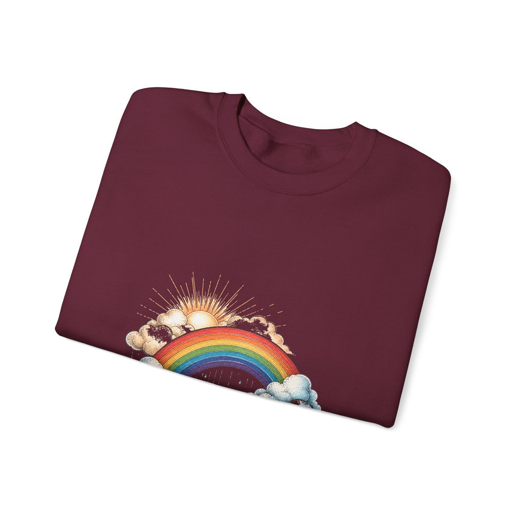 Matching Couple Sweatshirt - Storm & Rainbow Matching Couple Comfort Colors Crew Hand-Drawn Art His Hers Anniversary Gift - Design B