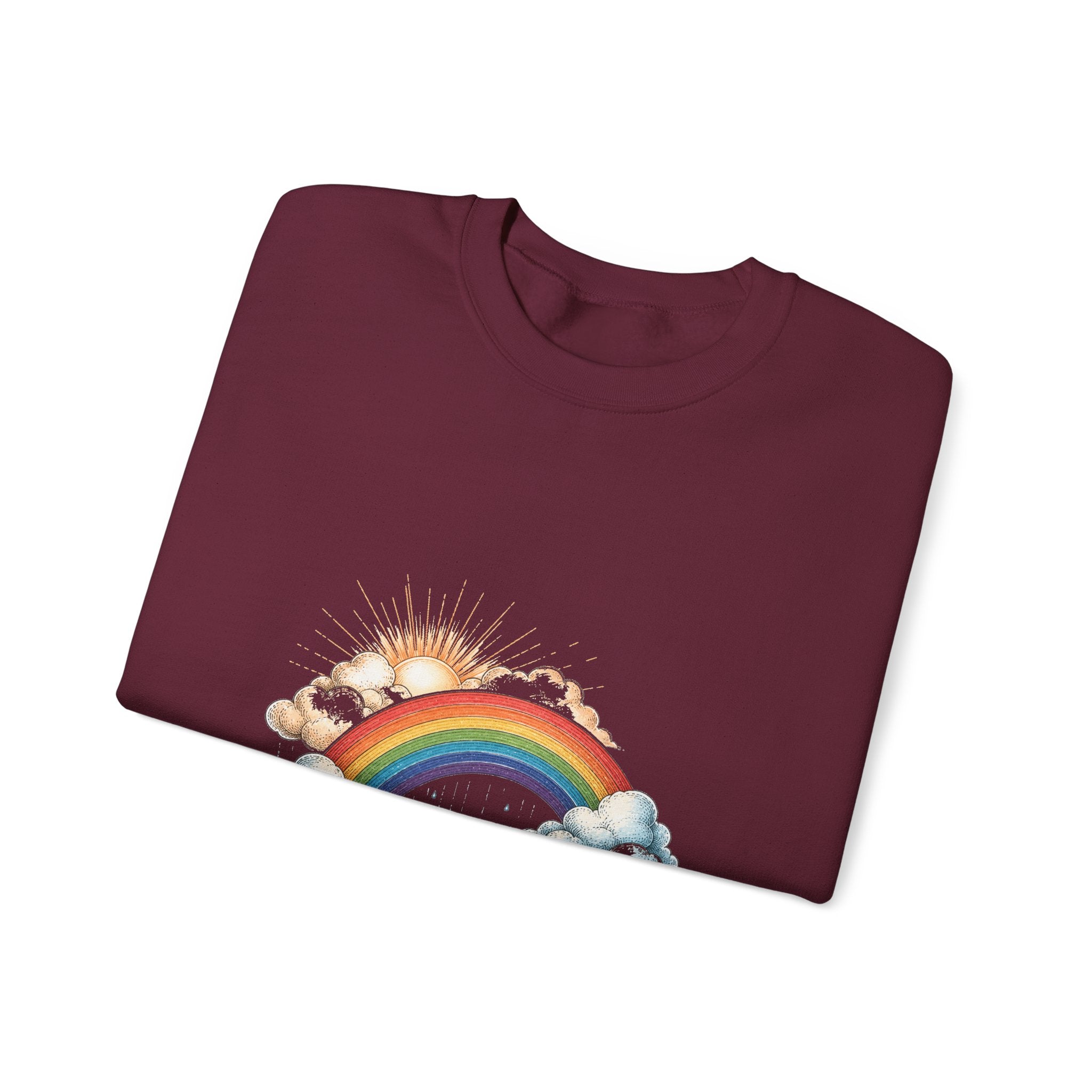Matching Couple Sweatshirt - Storm & Rainbow Matching Couple Comfort Colors Crew Hand-Drawn Art His Hers Anniversary Gift - Design B