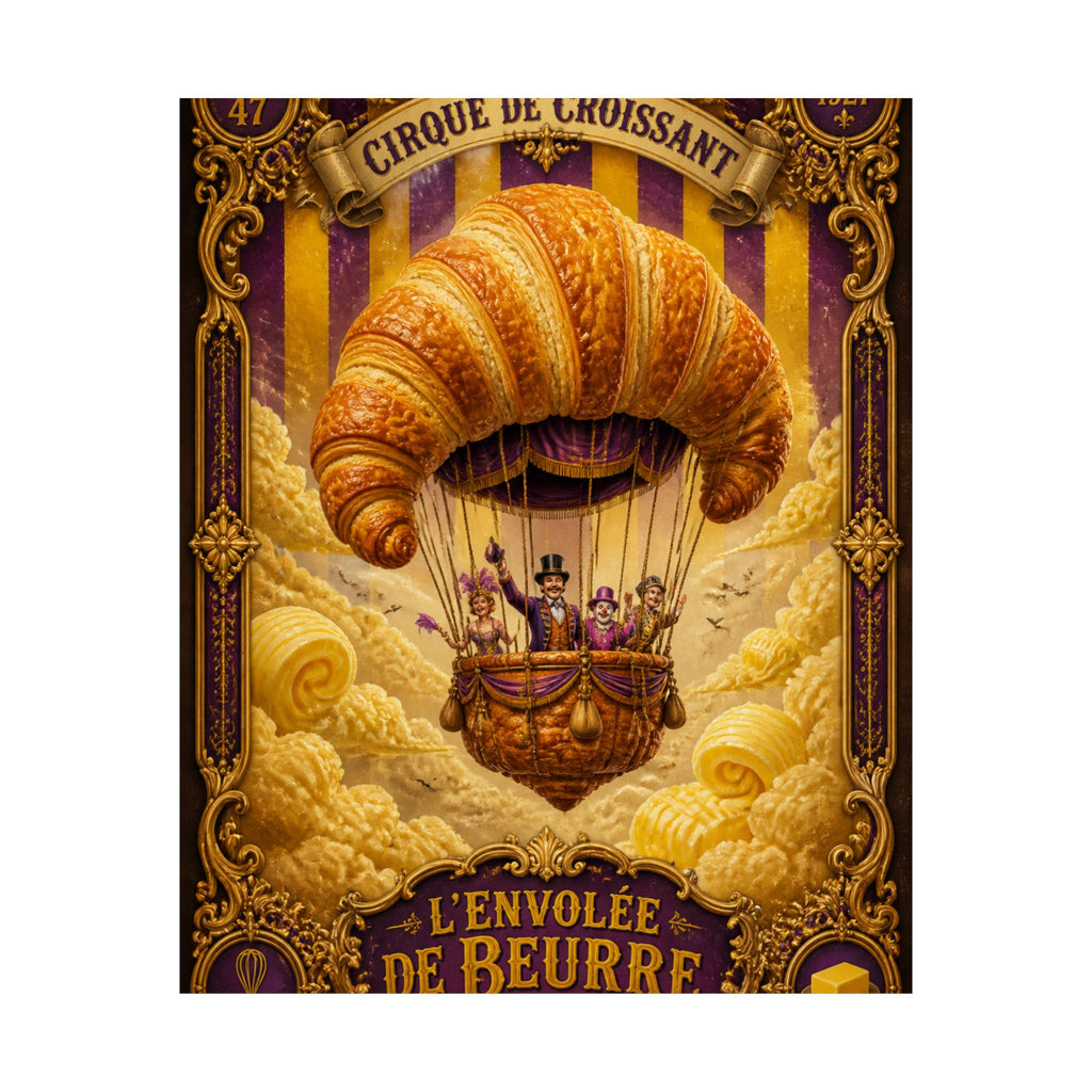 Croissant Hot Air Balloon Wall Art Poster 18×24 Baroque Home Office Decor Maximalist Print