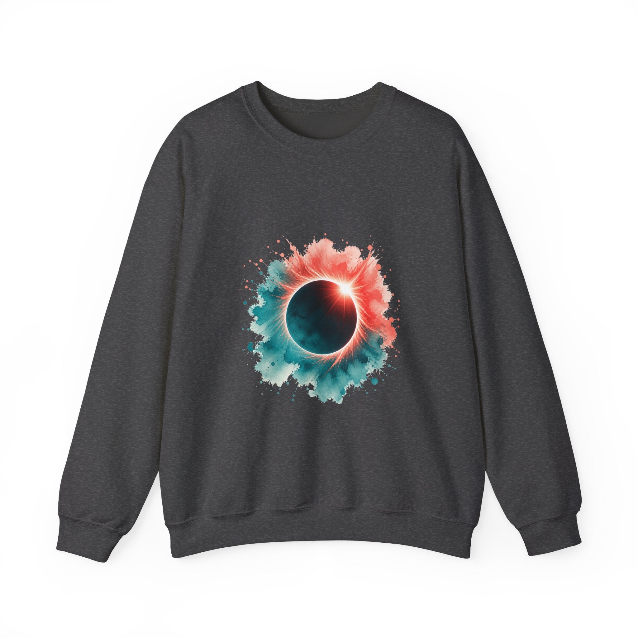 Matching Couple Sweatshirt - Solar & Lunar Eclipse Matching Couple Crewneck Sweatshirt Watercolor Art His Hers Engagement Gift - Design A