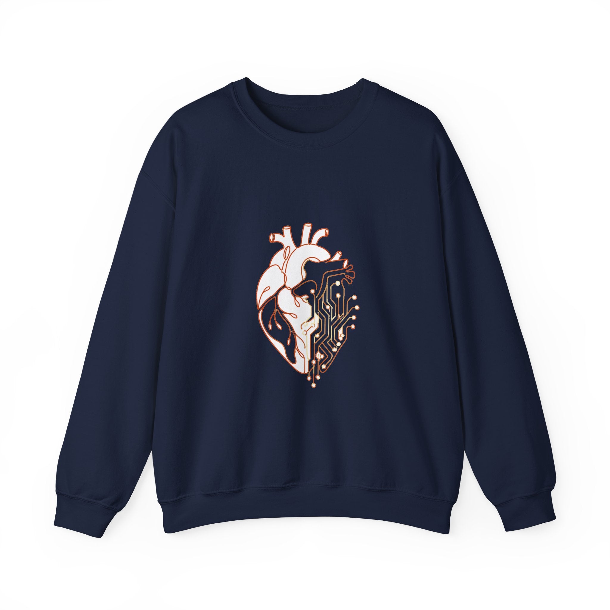 Matching Couple Sweatshirt - Robot & Heart Matching Couple Crewneck Sweatshirt Minimalist Art His Hers Valentine Gift - Design B