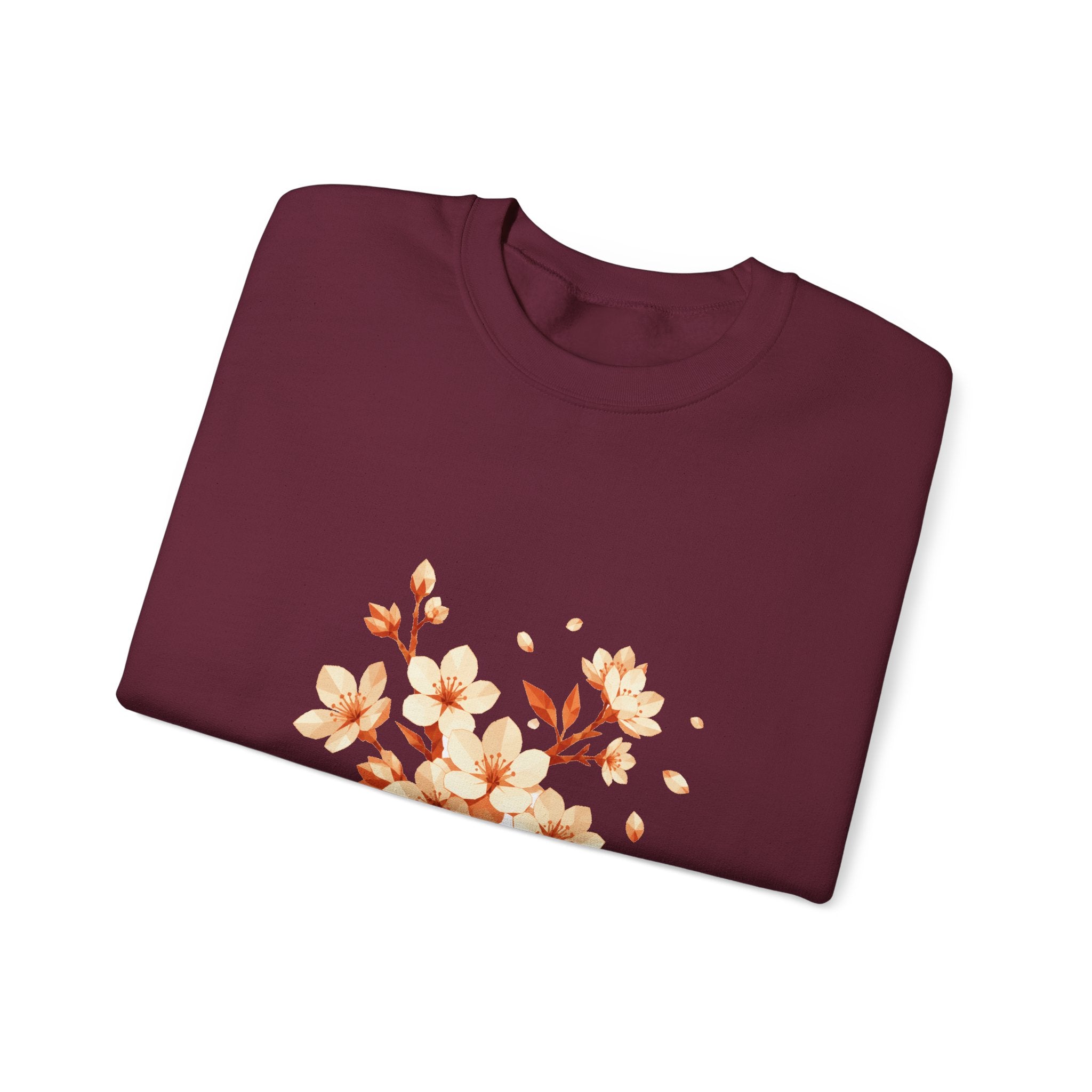 Matching Couple Sweatshirt - Cherry Blossom & Maple Leaf Matching Couple Comfort Colors Crew Geometric Art His Hers Love Gift - Design A
