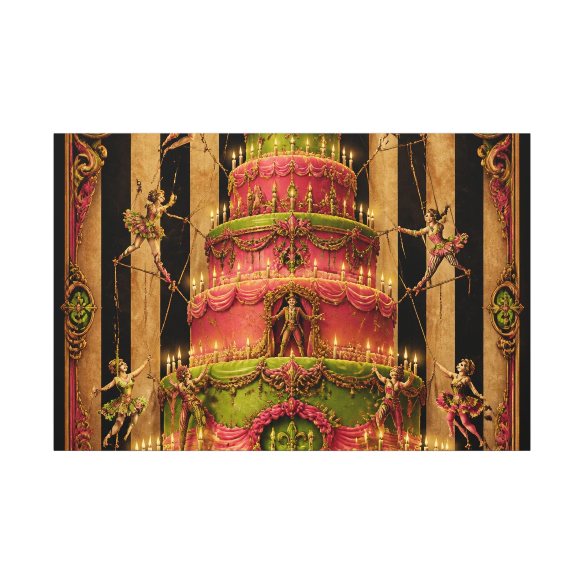 Birthday Cake Trapeze Wall Art Canvas 24×36 Baroque Studio Decor Maximalist Print