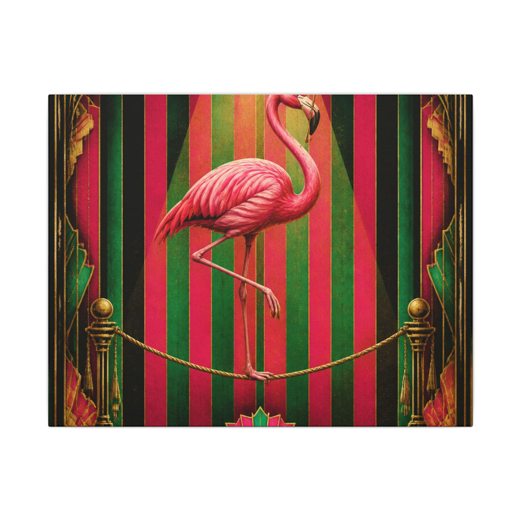Flamingo Tightrope Wall Art Canvas 24×36 Art Deco Bar Area Decor Maximalist Print