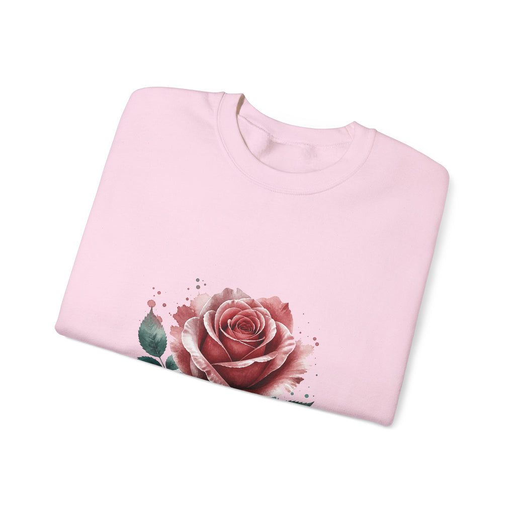 Matching Couple Sweatshirt - Rose & Thorn Matching Couple Crewneck Sweatshirt Watercolor Art His Hers Engagement Gift - Design A
