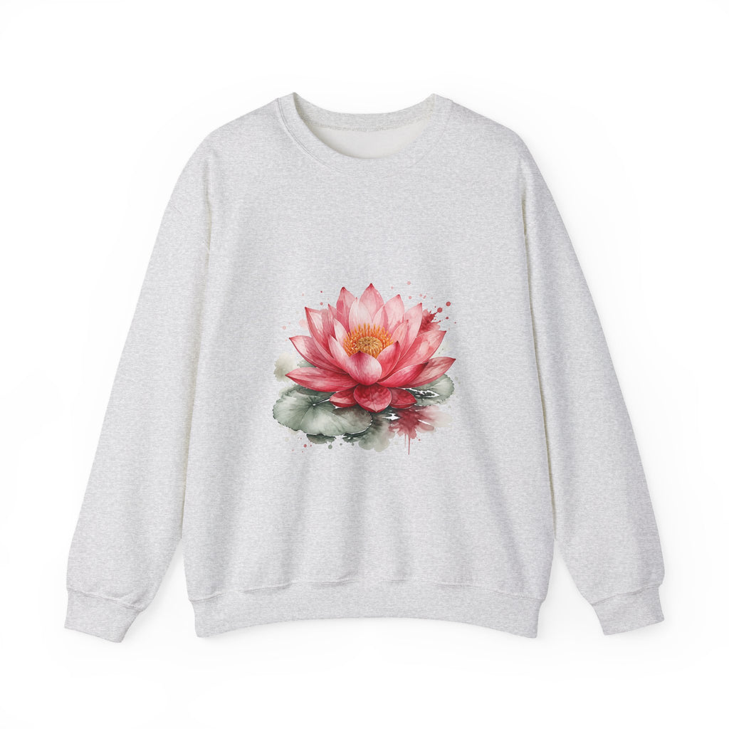 Matching Couple Sweatshirt - Open & Closed Lotus Matching Couple Crewneck Sweatshirt Watercolor Art His Hers Engagement Gift - Design A