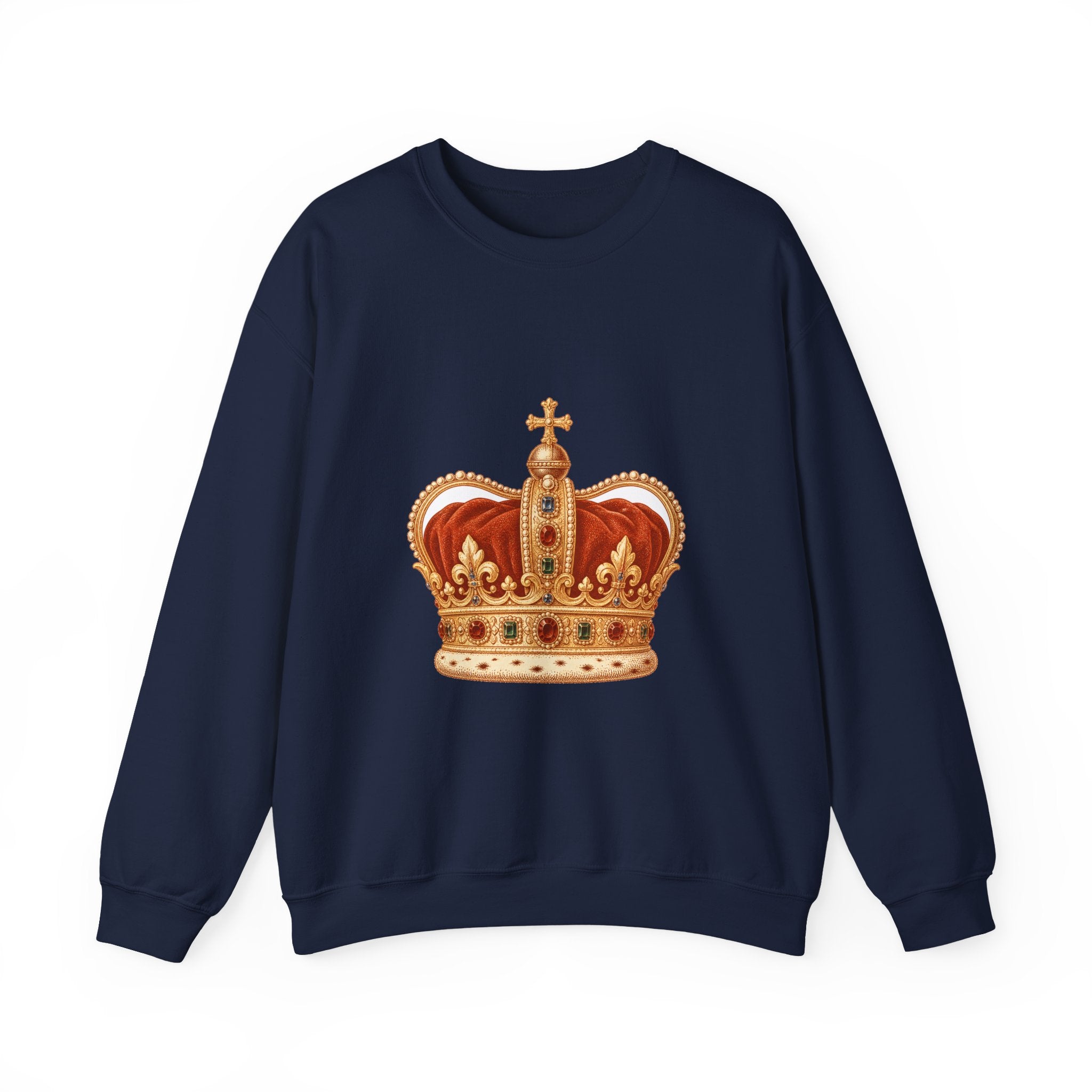 Matching Couple Sweatshirt - Crown & Shield Matching Couple Premium Fleece Sweatshirt Vintage Art His Hers Honeymoon Gift - Design A