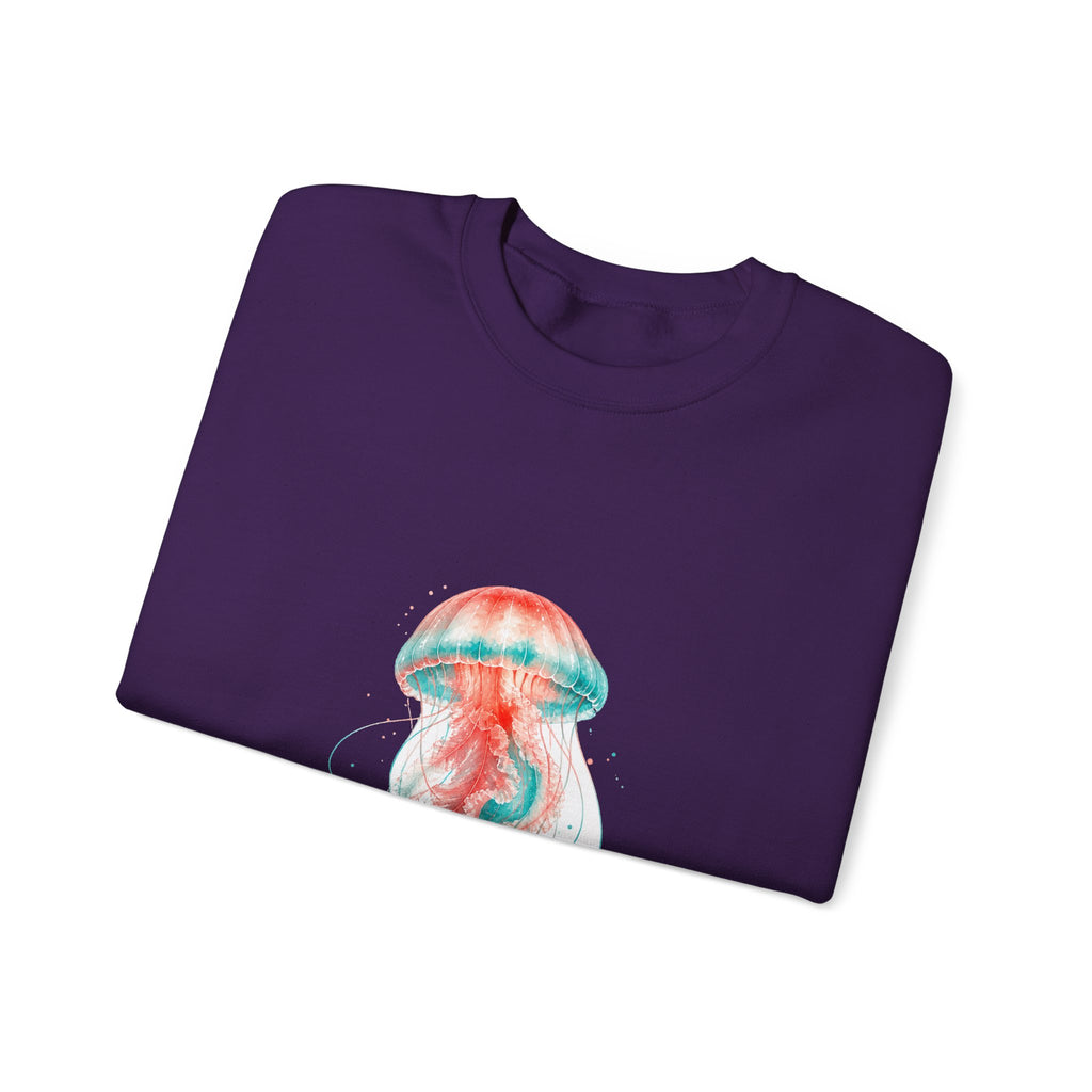 Matching Couple Sweatshirt - Octopus & Jellyfish Matching Couple Premium Fleece Sweatshirt Watercolor Art His Hers Birthday Gift - Design B