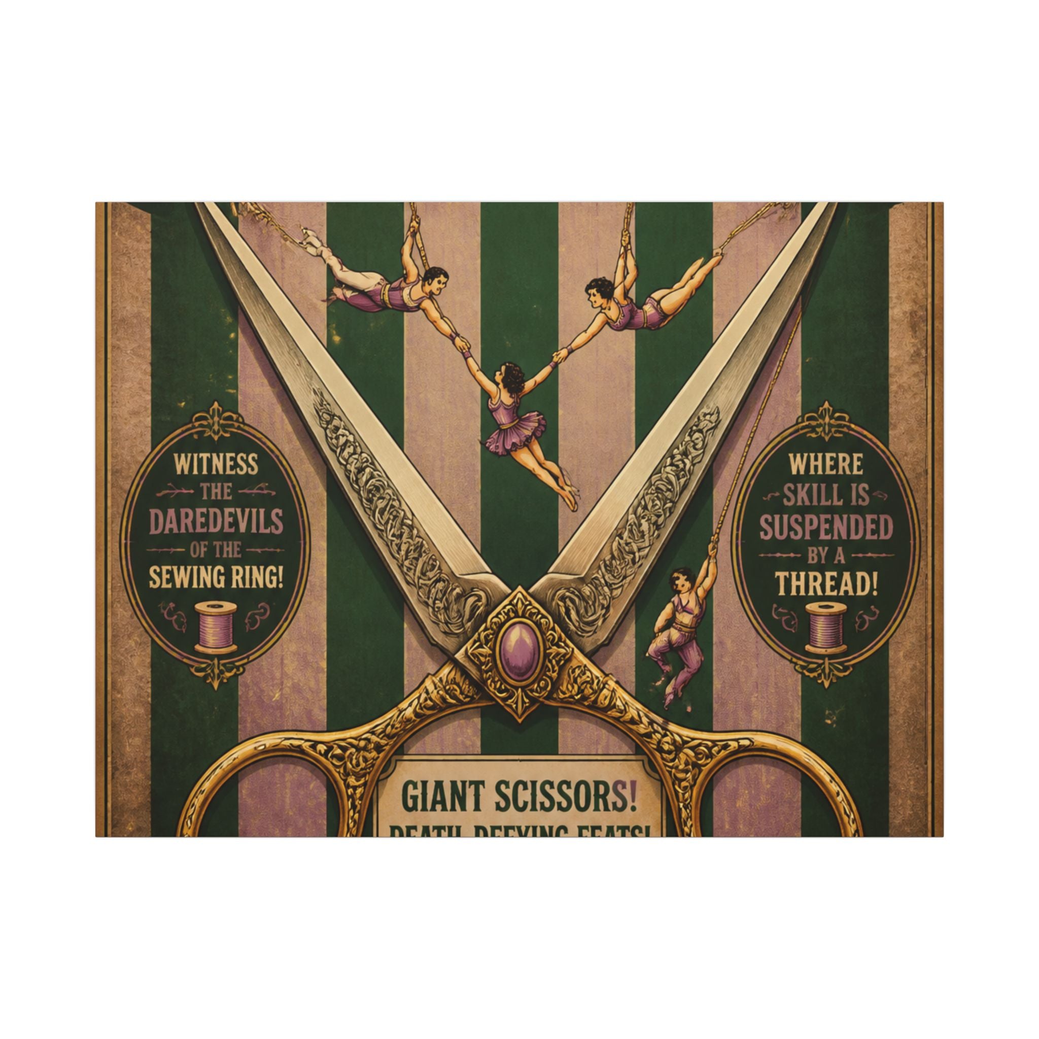 Giant Scissors Trapeze Wall Art Canvas 24×36 Vintage Circus Bedroom Decor Maximalist Print