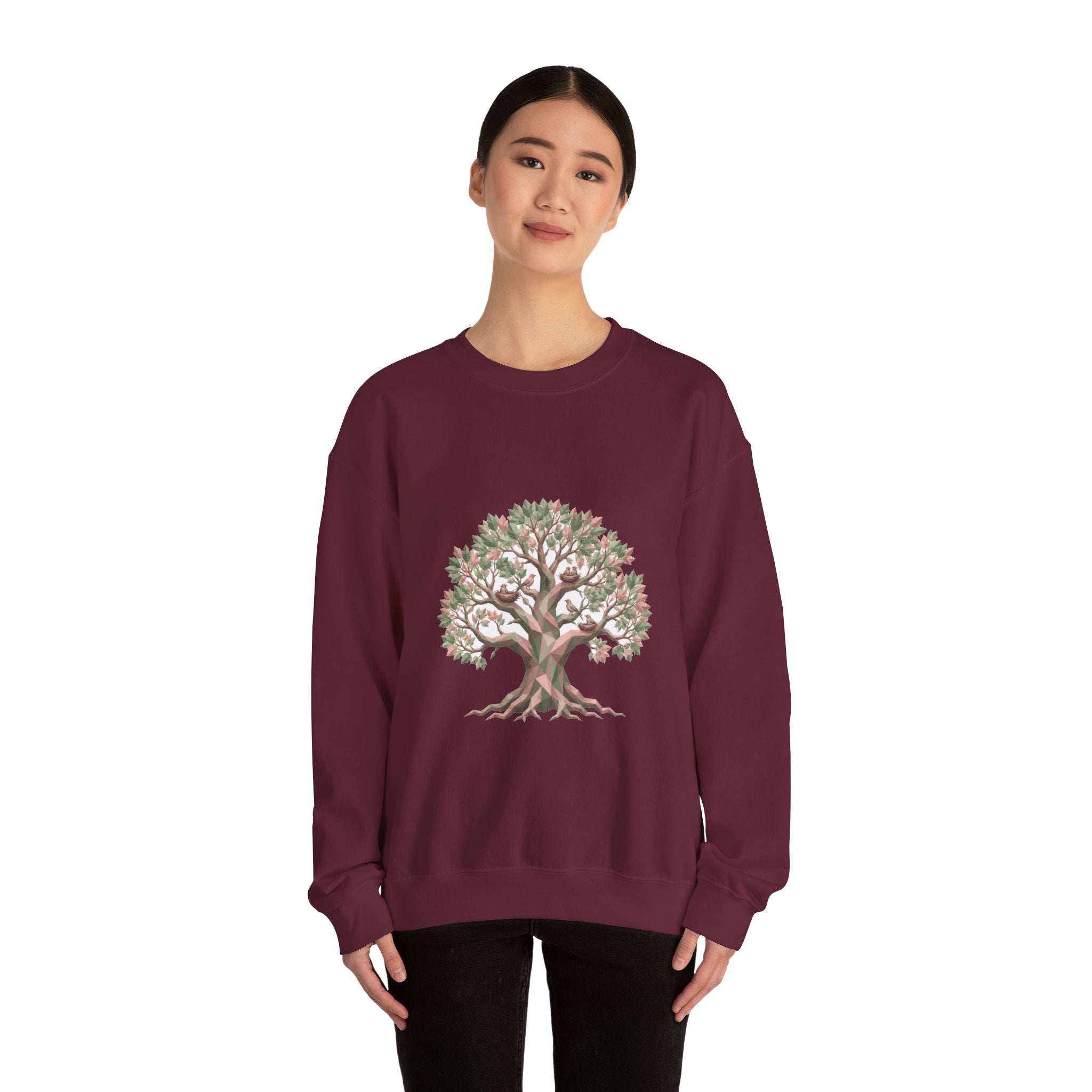 Matching Couple Sweatshirt - Ancient Oak & Deep Roots Matching Couple Crewneck Sweatshirt Geometric Art His Hers Couple Gift - Design A