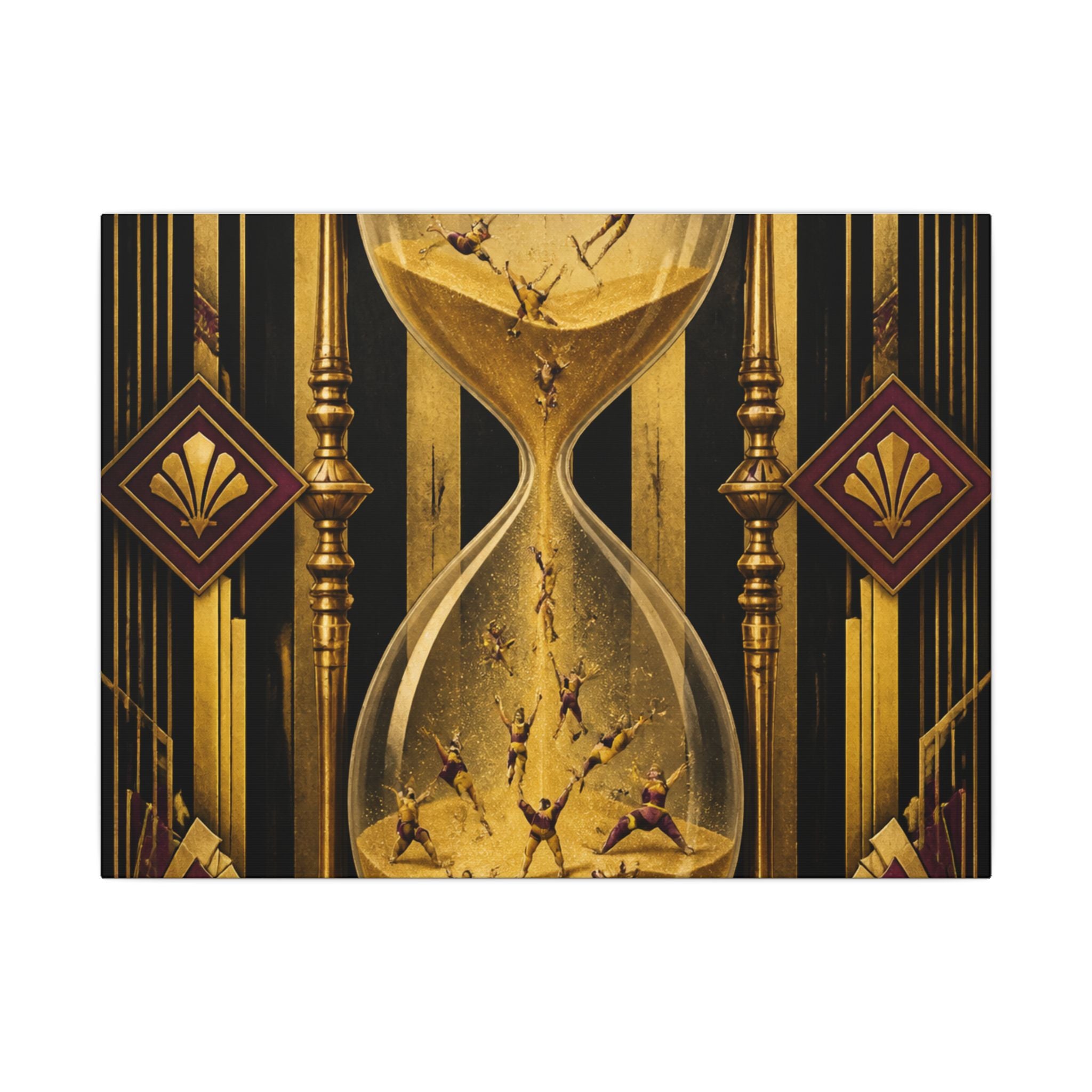 Hourglass Acrobats Wall Art Canvas 16×20 Art Deco Entryway Decor Maximalist Print