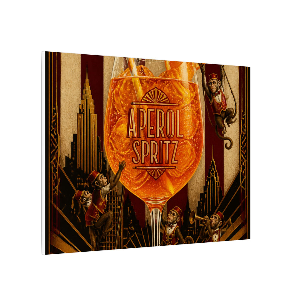 Aperol Spritz Monkeys Wall Art Canvas 24×36 Art Deco Bar Area Decor Maximalist Print