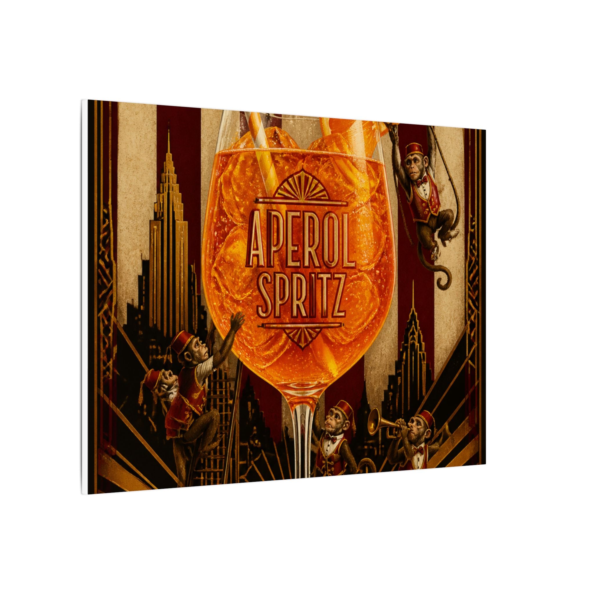 Aperol Spritz Monkeys Wall Art Canvas 24×36 Art Deco Bar Area Decor Maximalist Print