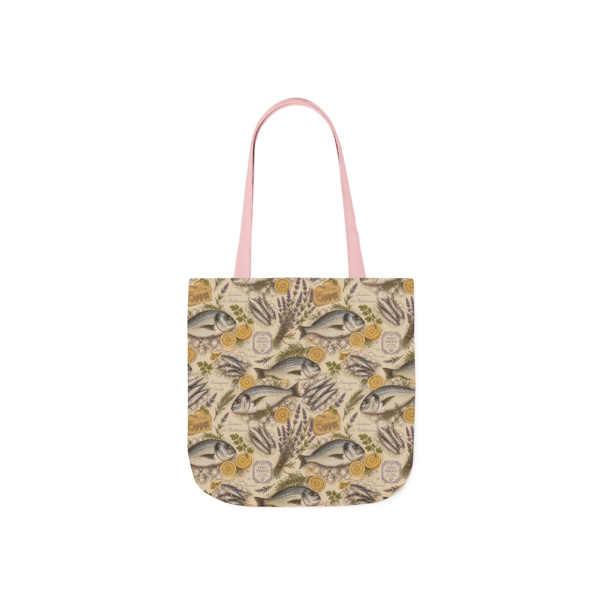 Mediterranean Fish Canvas Tote Bag Mediterranean Kitchen Botanical Design Italian Cottagecore Gift