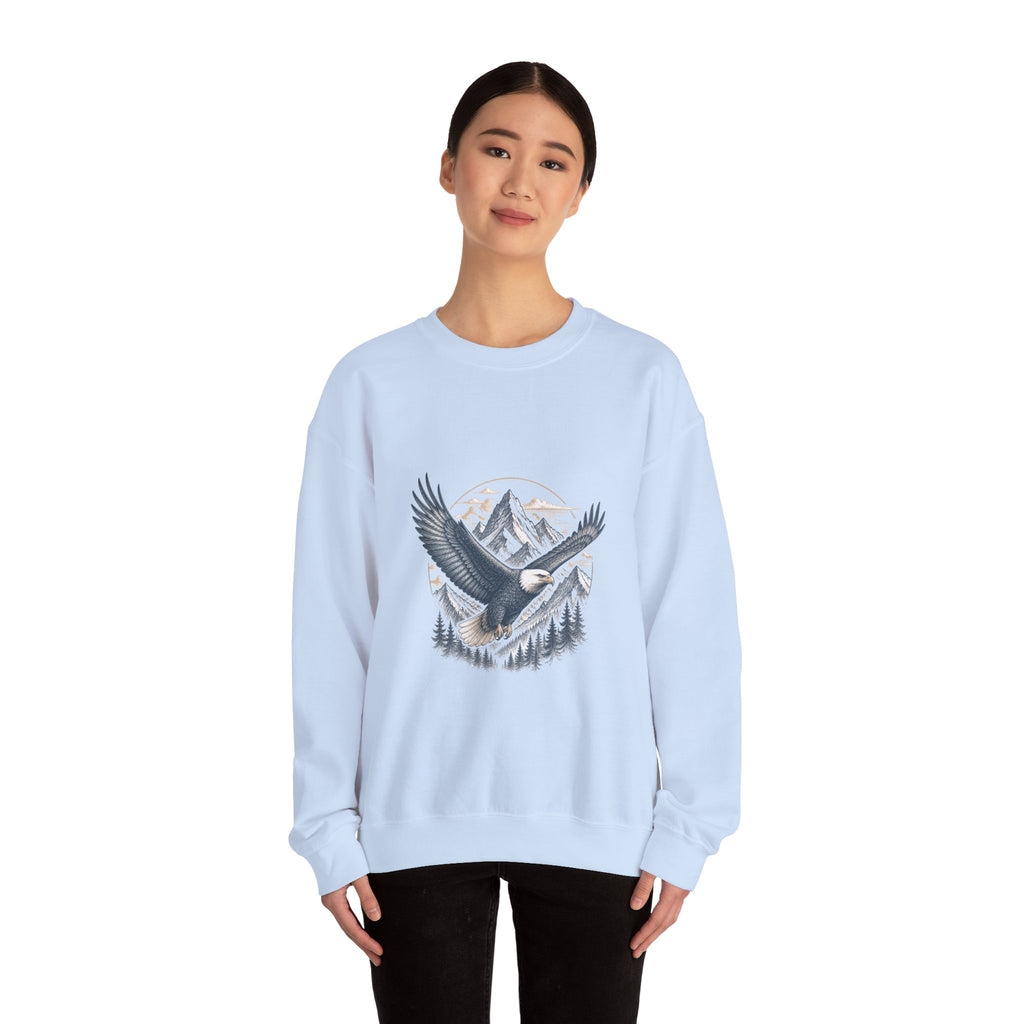 Matching Couple Sweatshirt - Eagle & Whale Matching Couple Crewneck Sweatshirt Hand-Drawn Art His Hers Best Friend Gift - Design A