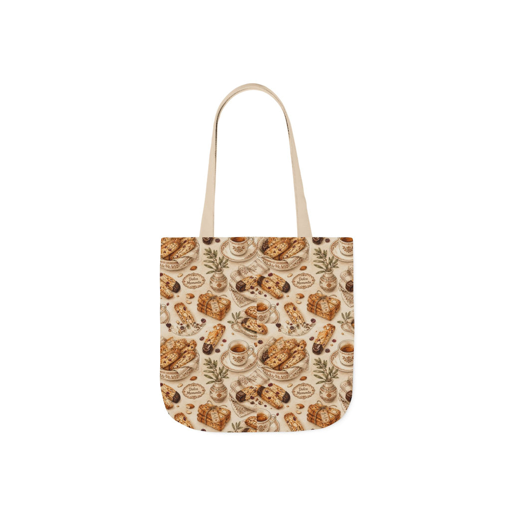 Almond Biscotti Canvas Tote Bag Mediterranean Kitchen Watercolor Design Italian Cottagecore Gift