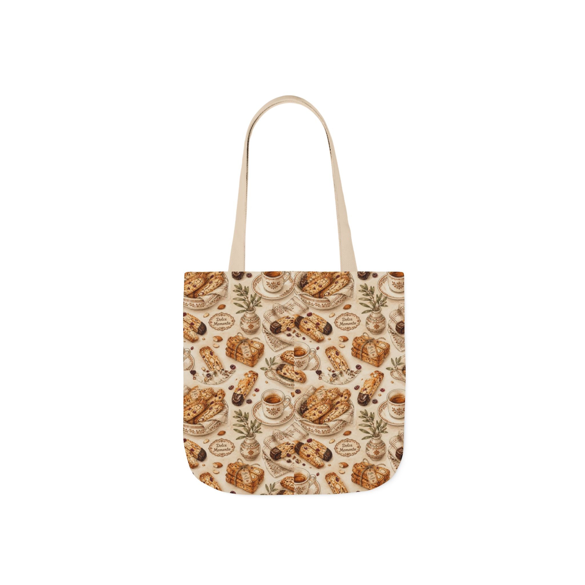 Almond Biscotti Canvas Tote Bag Mediterranean Kitchen Watercolor Design Italian Cottagecore Gift