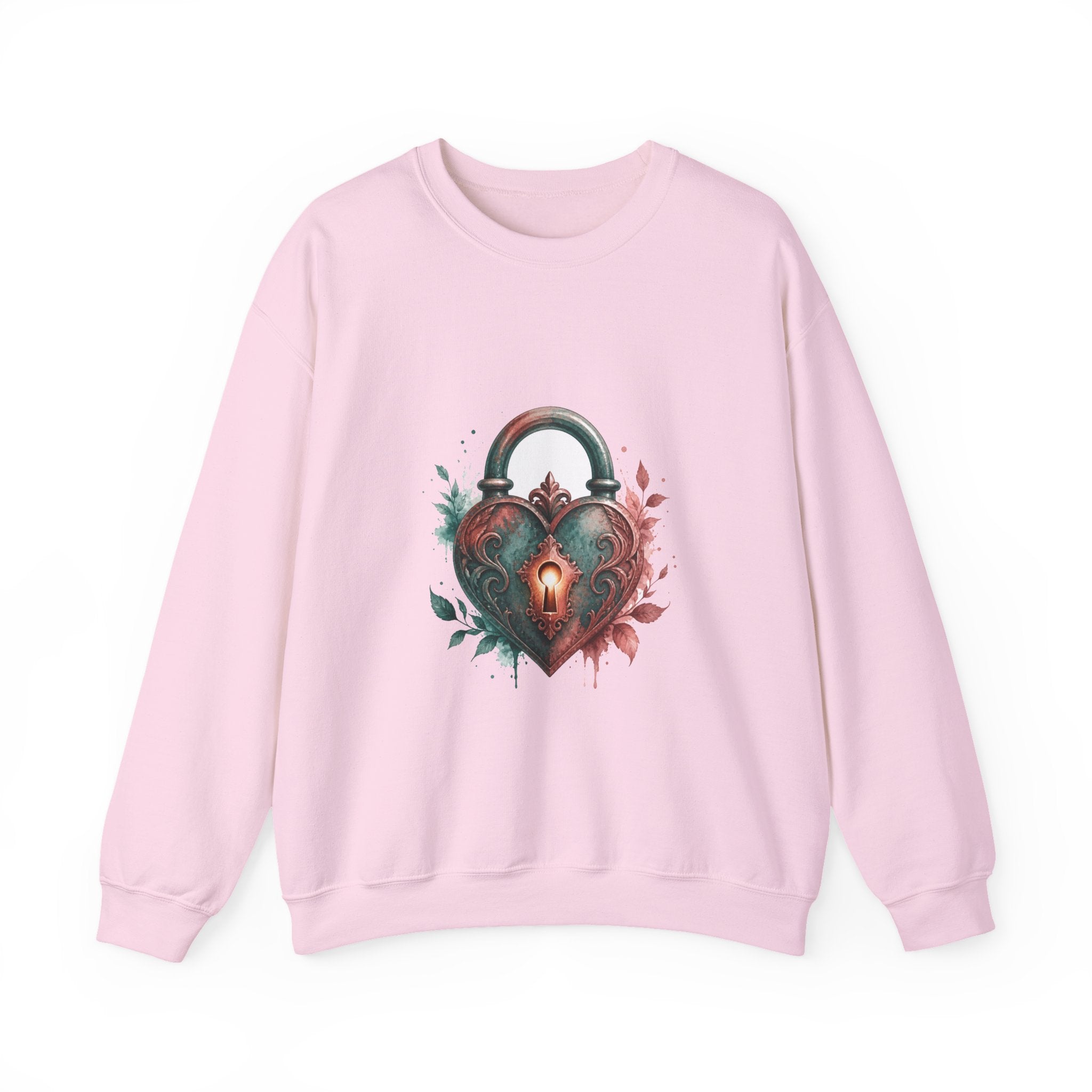 Matching Couple Sweatshirt - Key & Lock Matching Couple Premium Fleece Sweatshirt Watercolor Art His Hers Birthday Gift - Design B