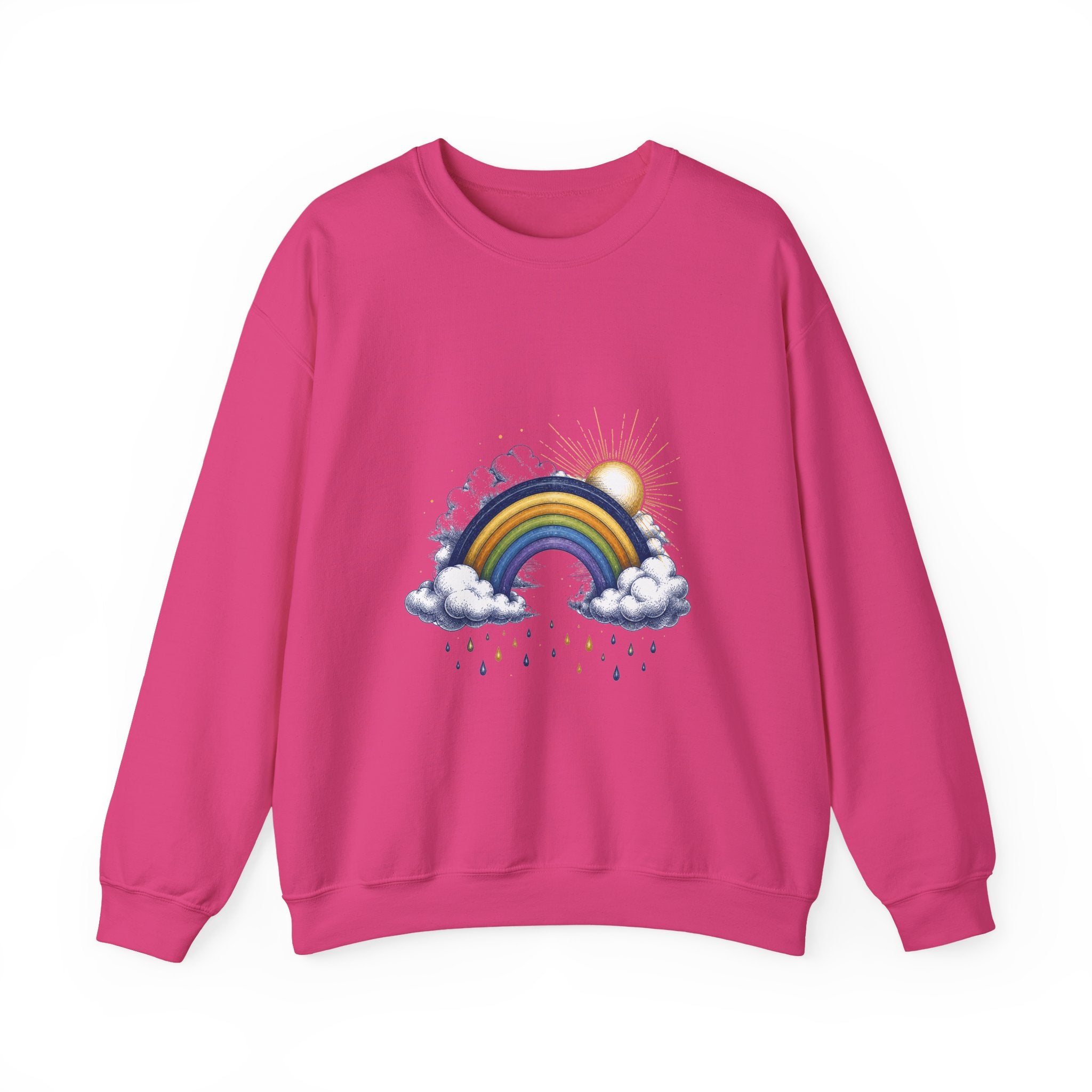 Matching Couple Sweatshirt - Storm & Rainbow Matching Couple Crewneck Sweatshirt Hand-Drawn Art His Hers Best Friend Gift - Design B