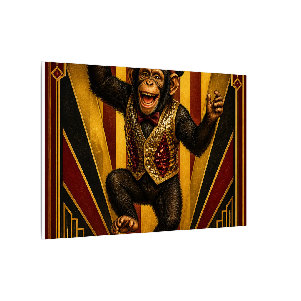 Dancing Monkey Wall Art Canvas 24×36 Art Deco Bar Area Decor Maximalist Print