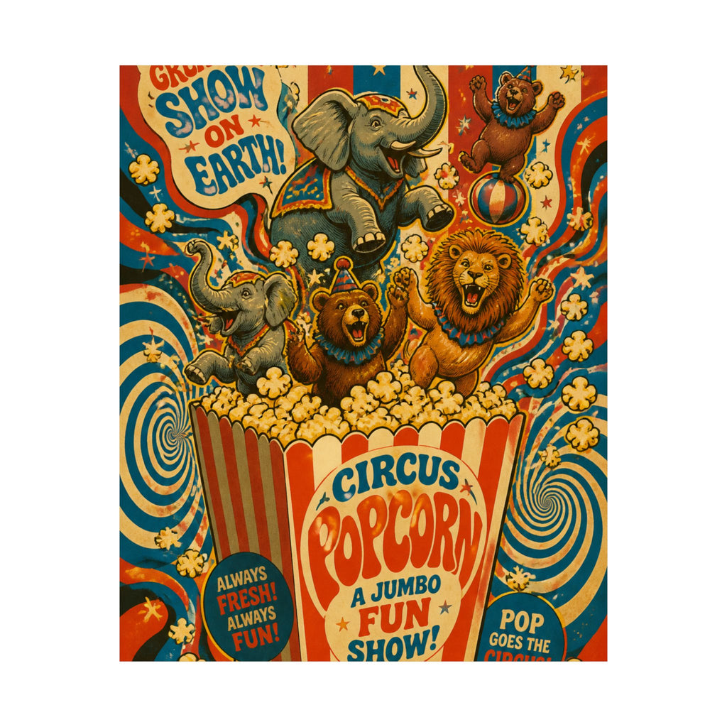 Popcorn Box Animals Wall Art Poster 24×36 Psychedelic Dining Room Decor Maximalist Print