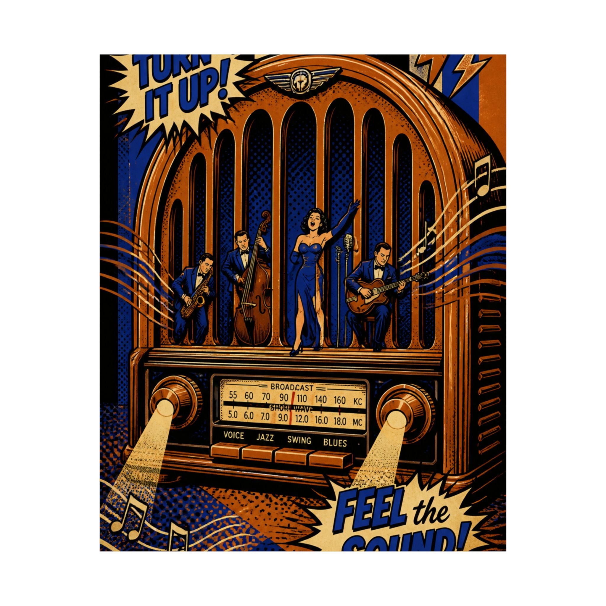 Vintage Radio Stage Wall Art Poster 18×24 Pop Art Living Room Decor Maximalist Print