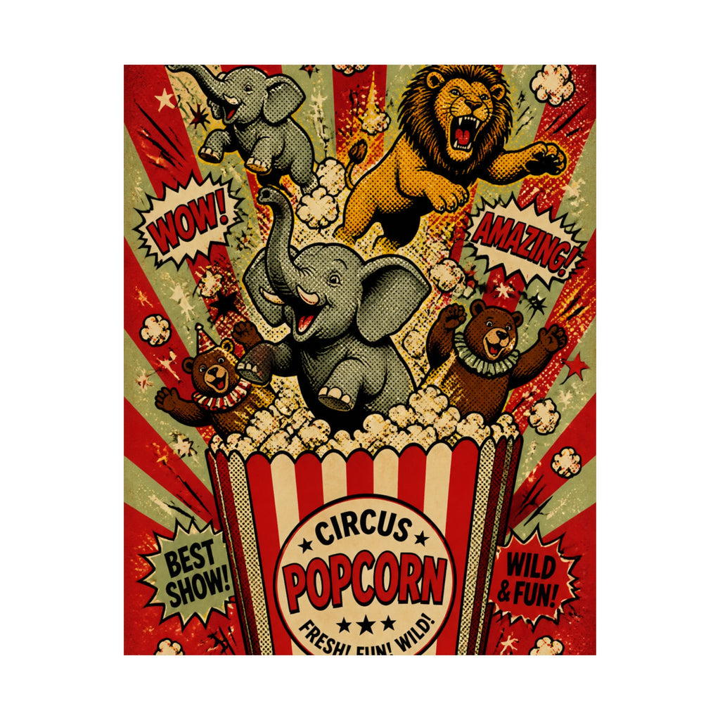 Popcorn Box Animals Wall Art Poster 18×24 Pop Art Living Room Decor Maximalist Print