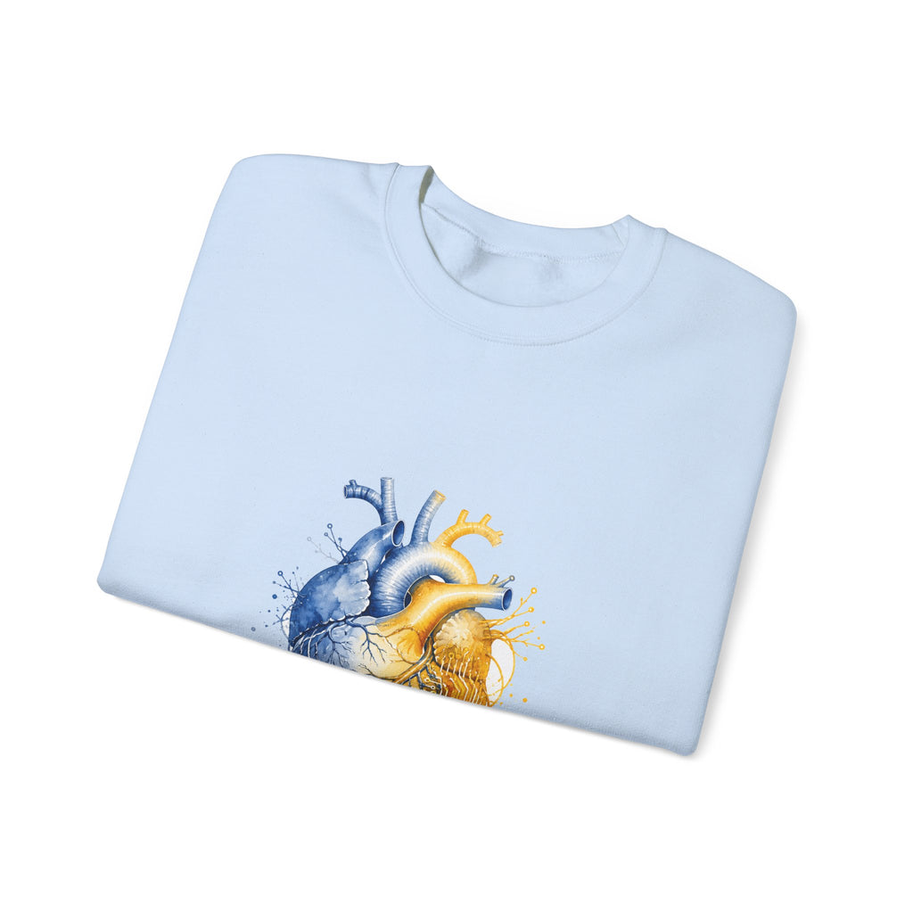 Matching Couple Sweatshirt - Robot & Heart Matching Couple Crewneck Sweatshirt Watercolor Art His Hers Engagement Gift - Design B