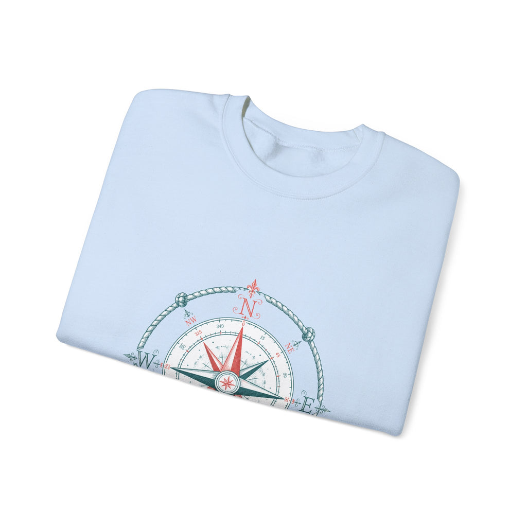 Matching Couple Sweatshirt - Compass North & South Matching Couple Premium Fleece Sweatshirt Hand-Drawn Art His Hers Anniversary Gift - Design A
