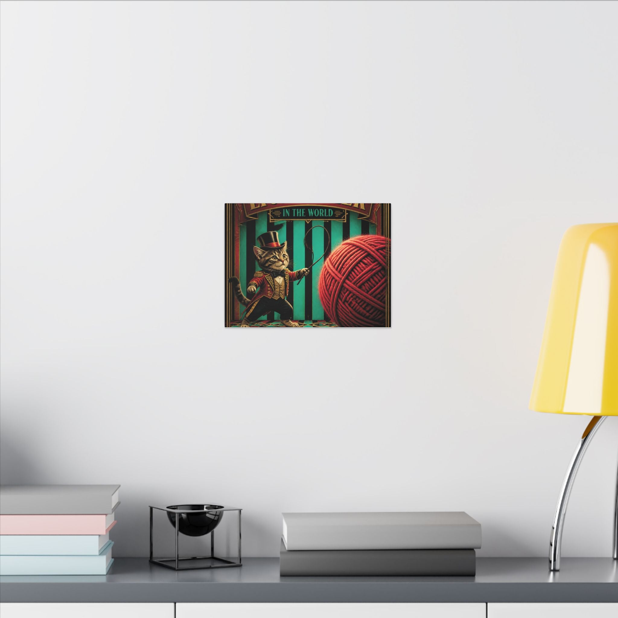 Cat Lion Tamer Wall Art Canvas 16×20 Art Deco Entryway Decor Maximalist Print