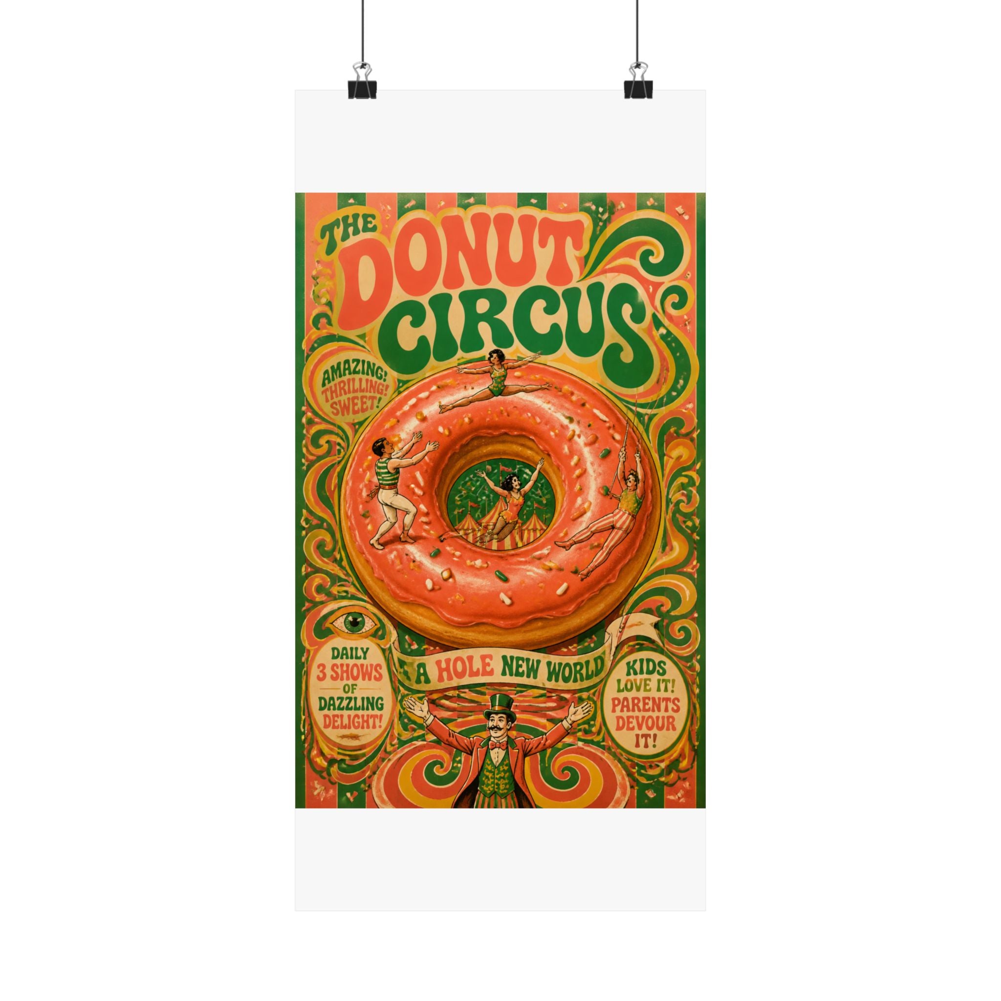 Donut Circus Ring Wall Art Poster 18×24 Psychedelic Cafe Decor Maximalist Print