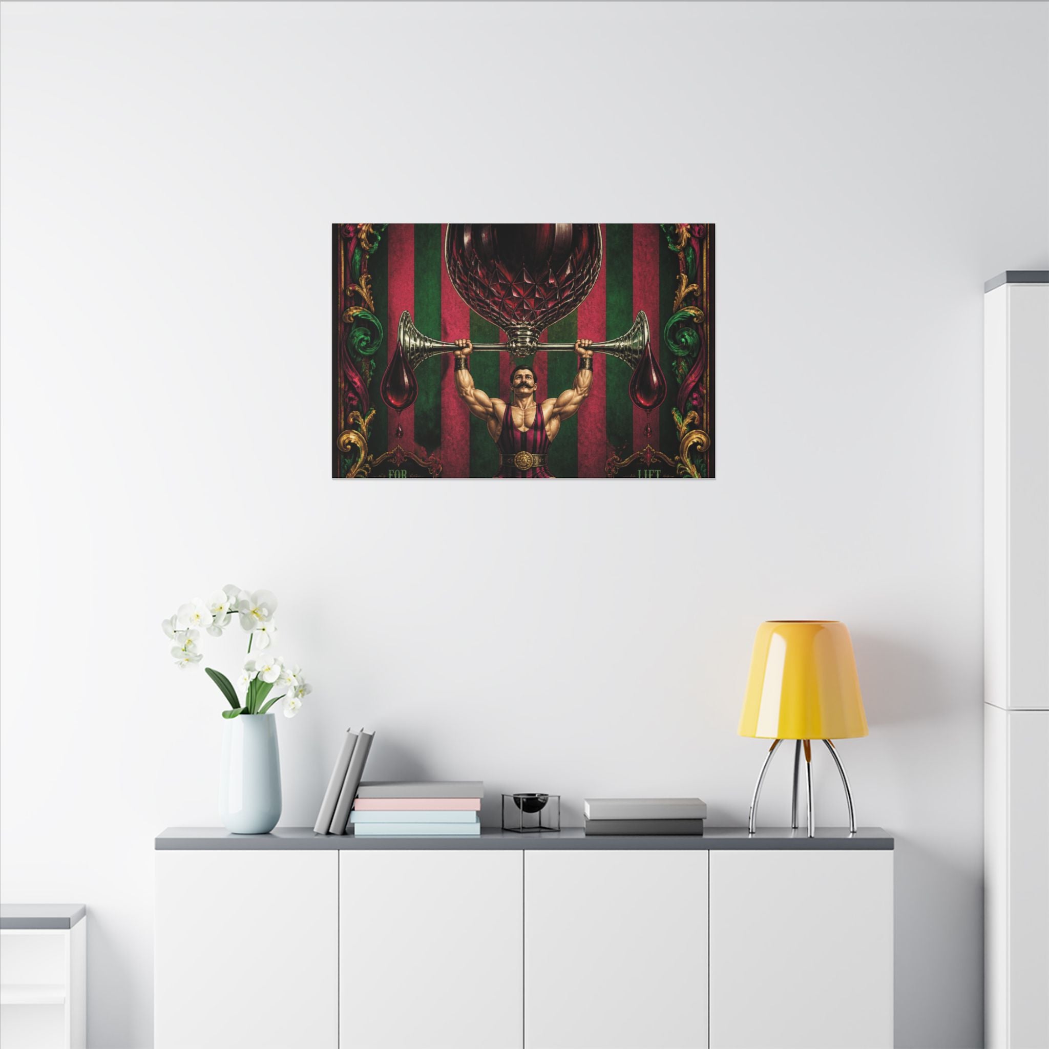 Wine Glass Strongman Wall Art Canvas 16×20 Baroque Home Office Decor Maximalist Print