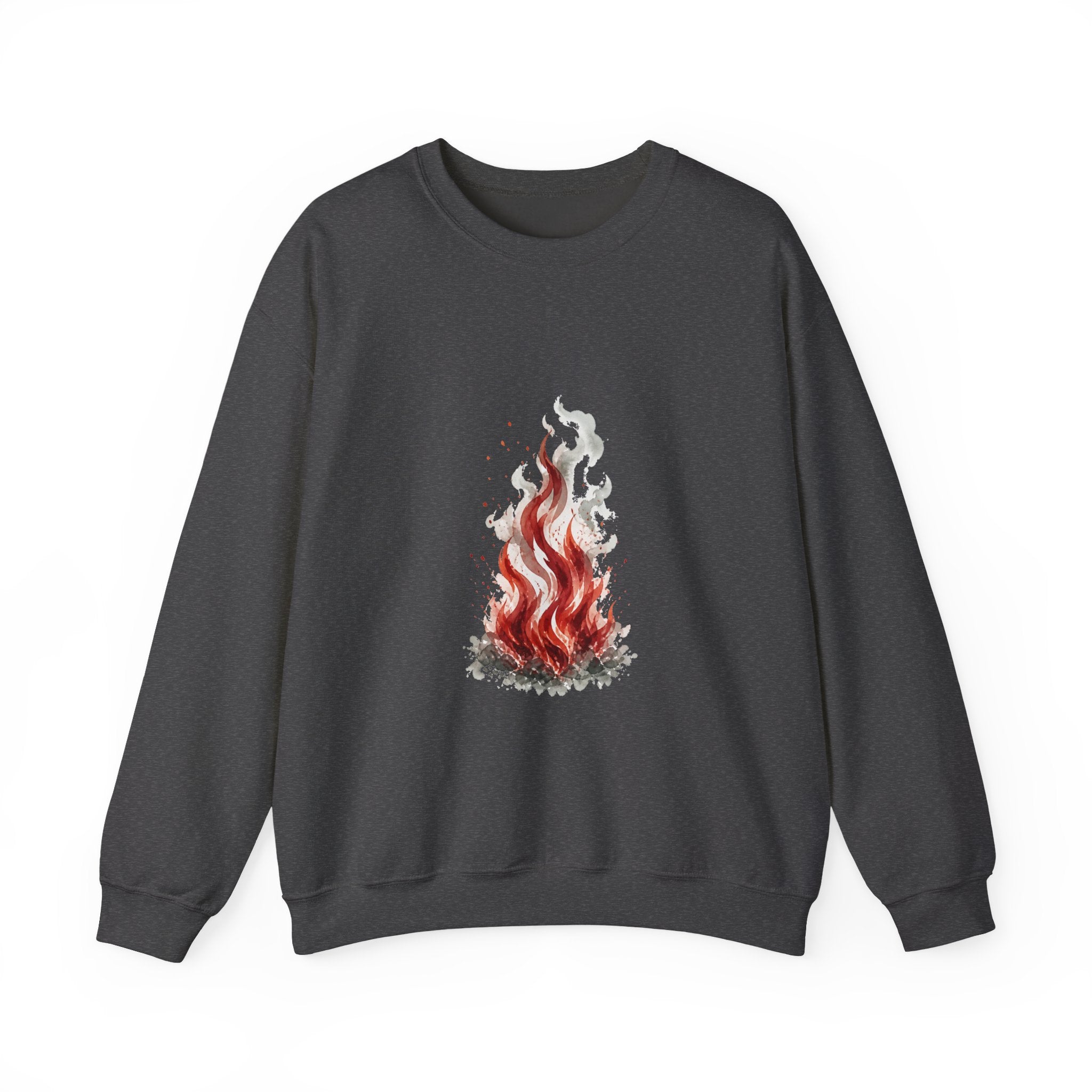 Matching Couple Sweatshirt - Wildfire & Waterfall Matching Couple Crewneck Sweatshirt Watercolor Art His Hers Engagement Gift - Design A