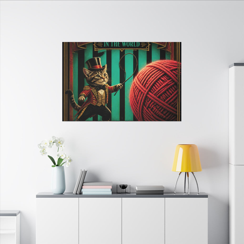 Cat Lion Tamer Wall Art Canvas 16×20 Art Deco Entryway Decor Maximalist Print