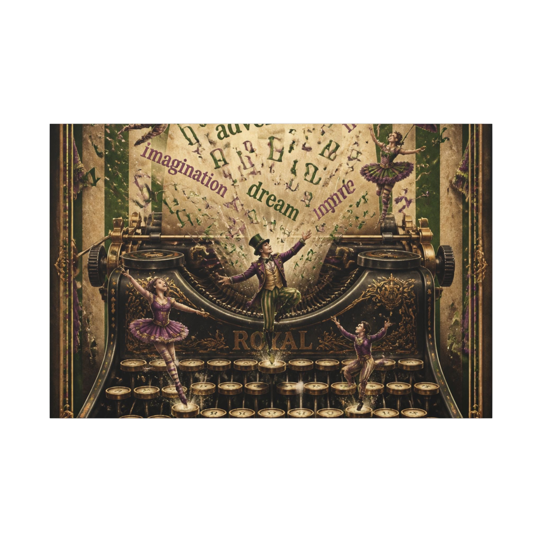 Typewriter Flying Letters Wall Art Canvas 16×20 Baroque Home Office Decor Maximalist Print